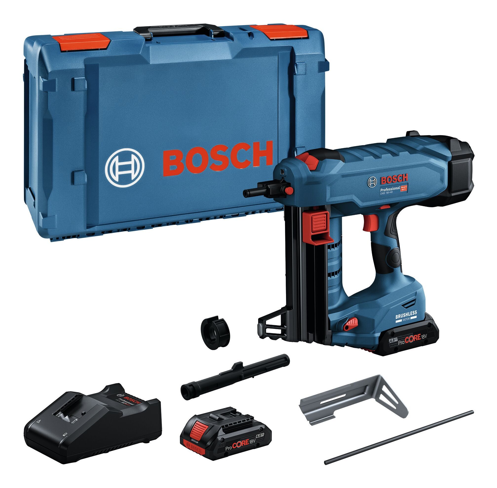BOSCH Akku-Stauchkopfnagler GNB 18V-40, 18 in V, Nagler mit 2x Akku ProCORE 4 Ah - in XL-BOXX