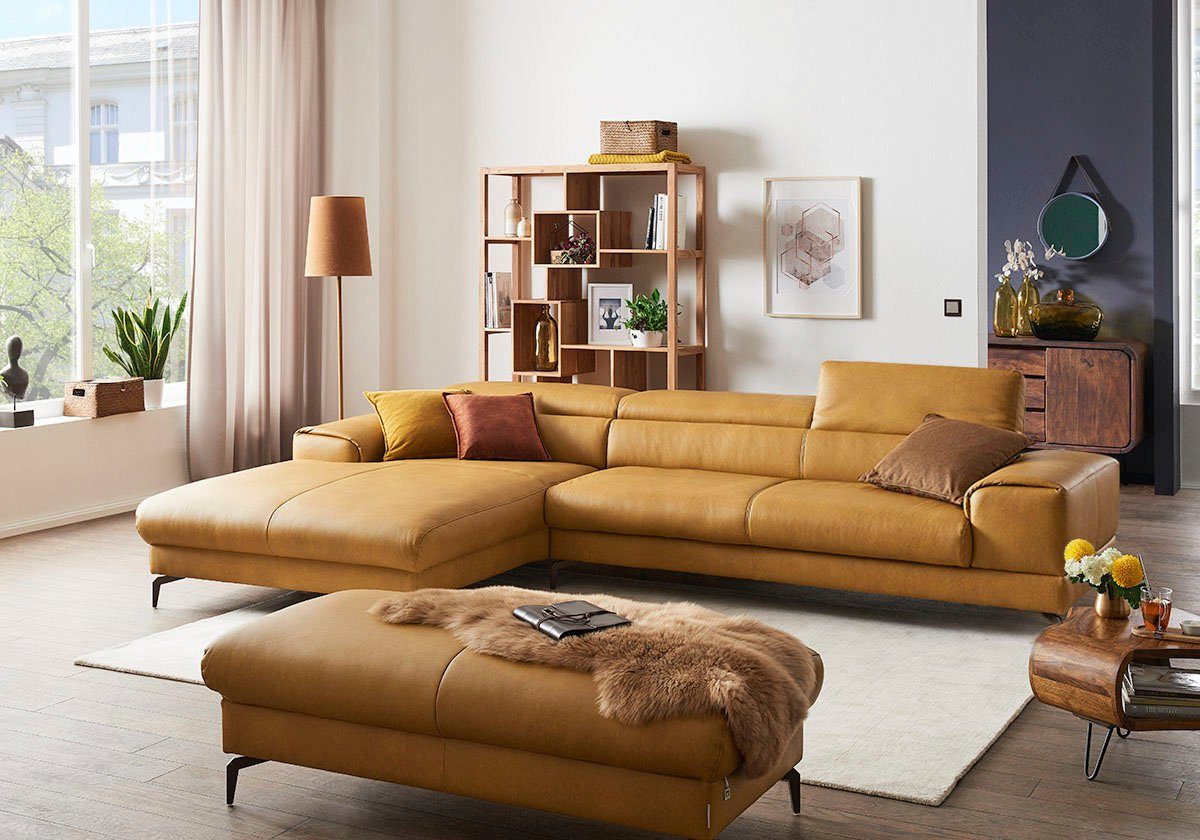 W.SCHILLIG Ecksofa piedroo, Designsofa mit tollem Sitzkomfort, bequem und elegant, L-Form, Kopfteilverstellung, wahlweise mit Sitztiefenverstellung, Breite 343cm