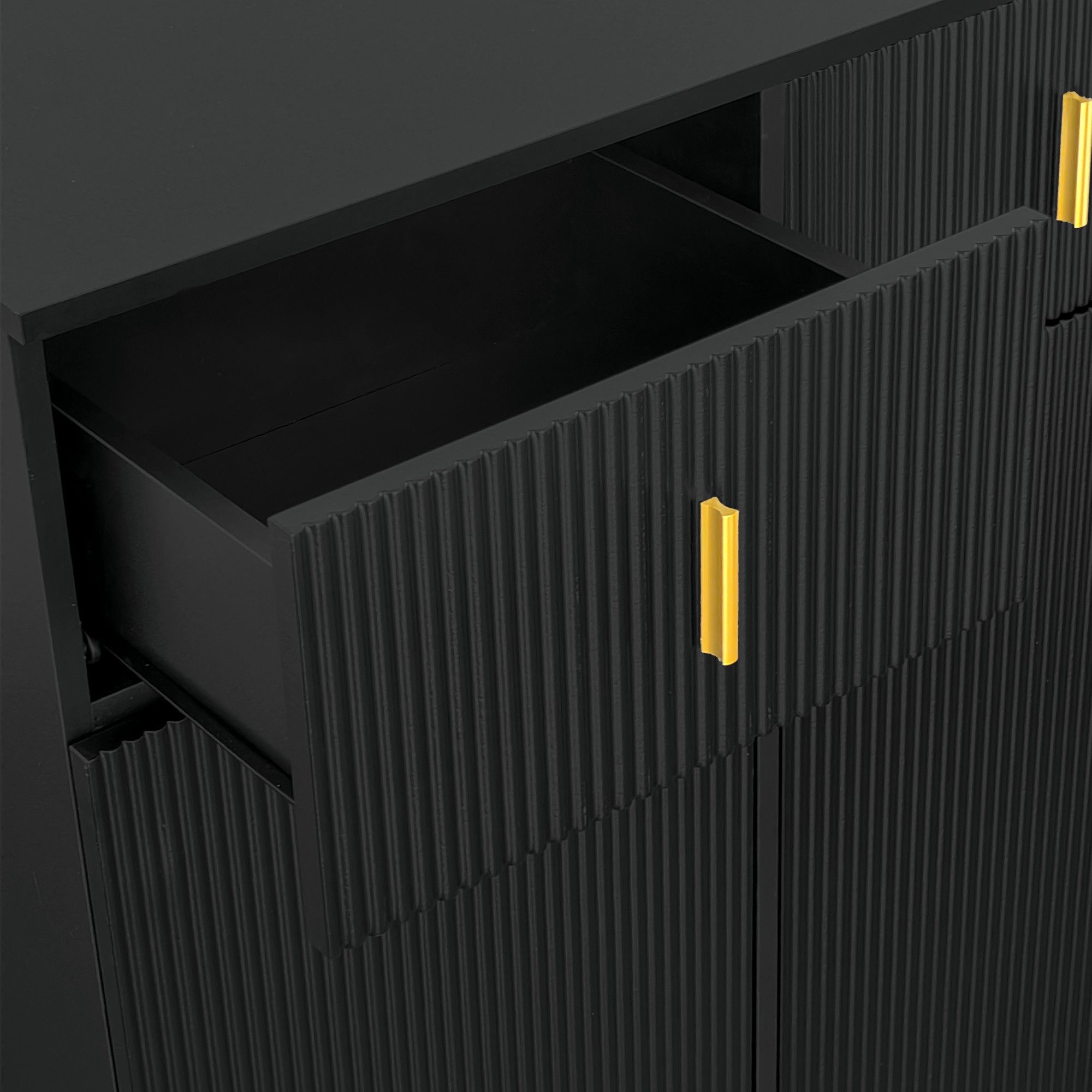 Merax Kommode mit Schubladen und Türen, Schubkastenkommode mit Metallbeine,Sideboard,Highboard
