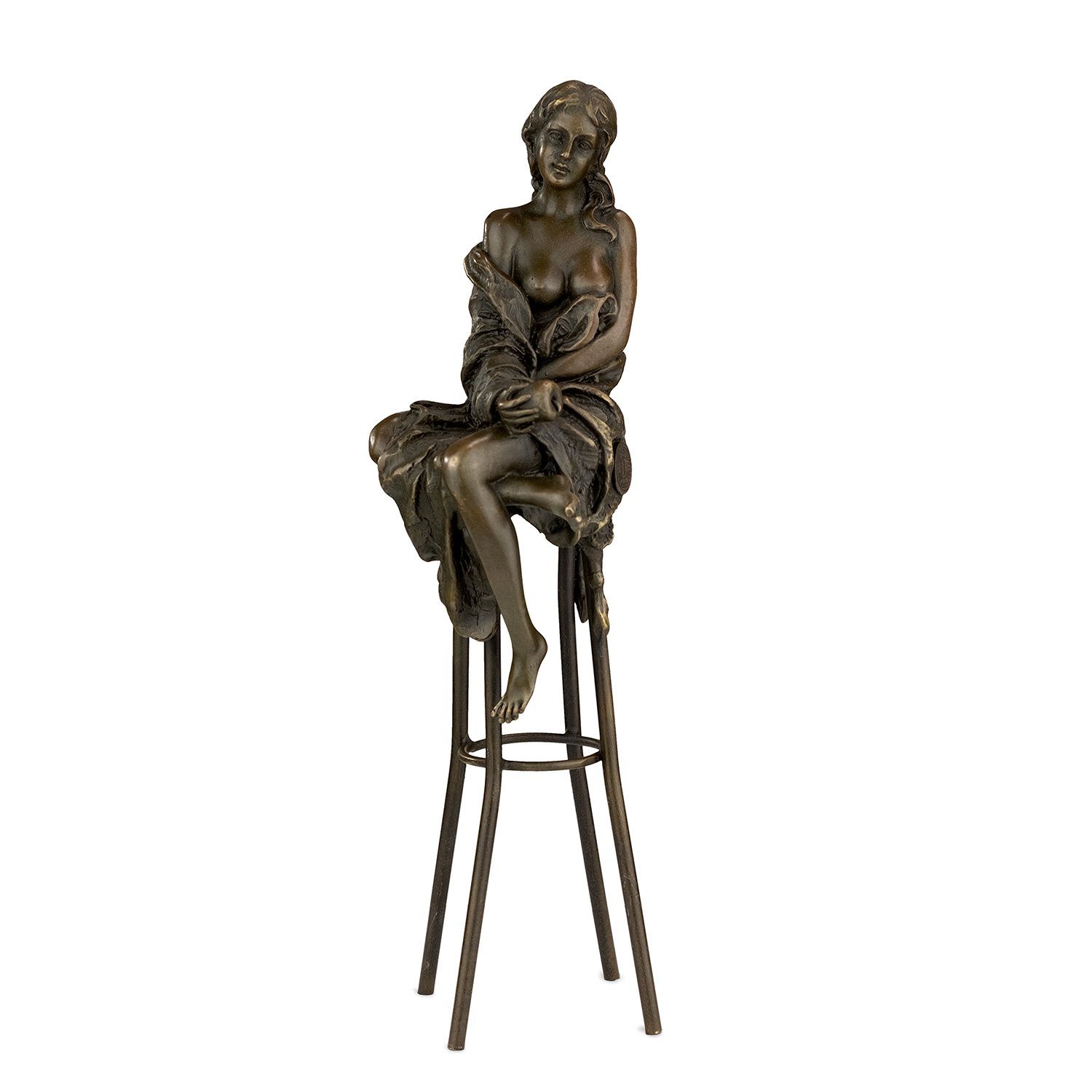 Moritz Dekofigur Bronzefigur Frau auf einem Barhocker, Bronzefigur Фігурки Skulptur für Regal Vitrine Schreibtisch Deko