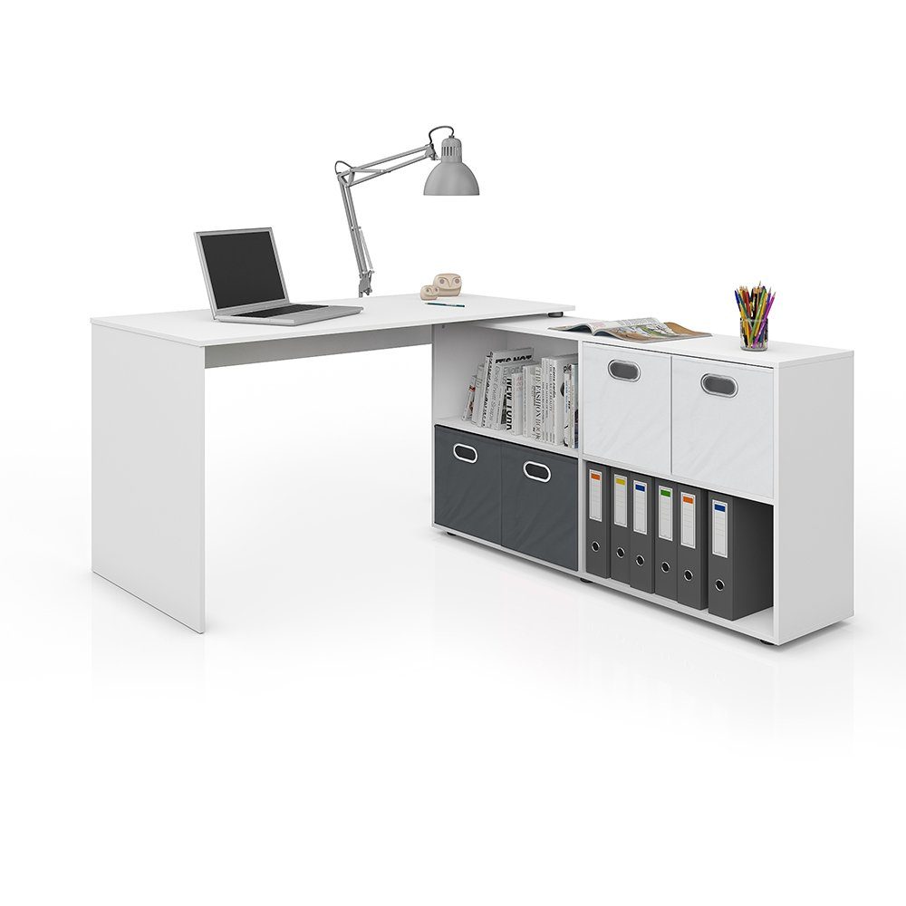 Vicco Schreibtisch FlexPlus Bürotisch Weiß Computertisch PC-Tisch