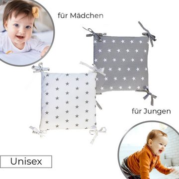 Bettumrandung Kantenschutz Bettnestchen Kissen-Nestchen Babybett 6 Stück Kissen Sterne Welt der Träume, (Set 6 Stück Kissen), Made in Europe