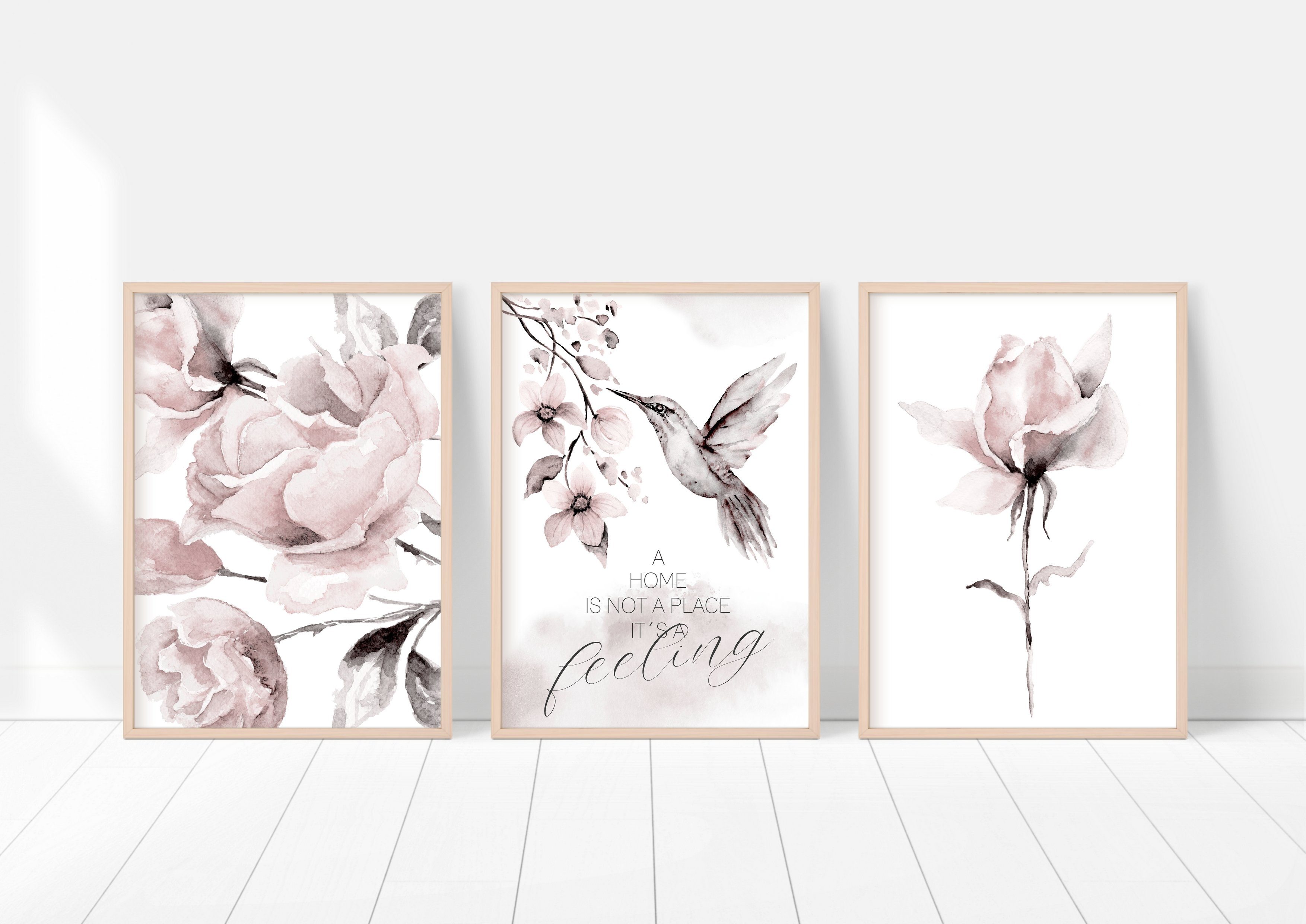 homestyle-accessoires Плакат Изображенияset Изображения A HOME IS NOT A PLACE IT'S A FEELING 3er SET, - OHNE BILDERRAHMEN - Sorgfältige & sichere Verpackung