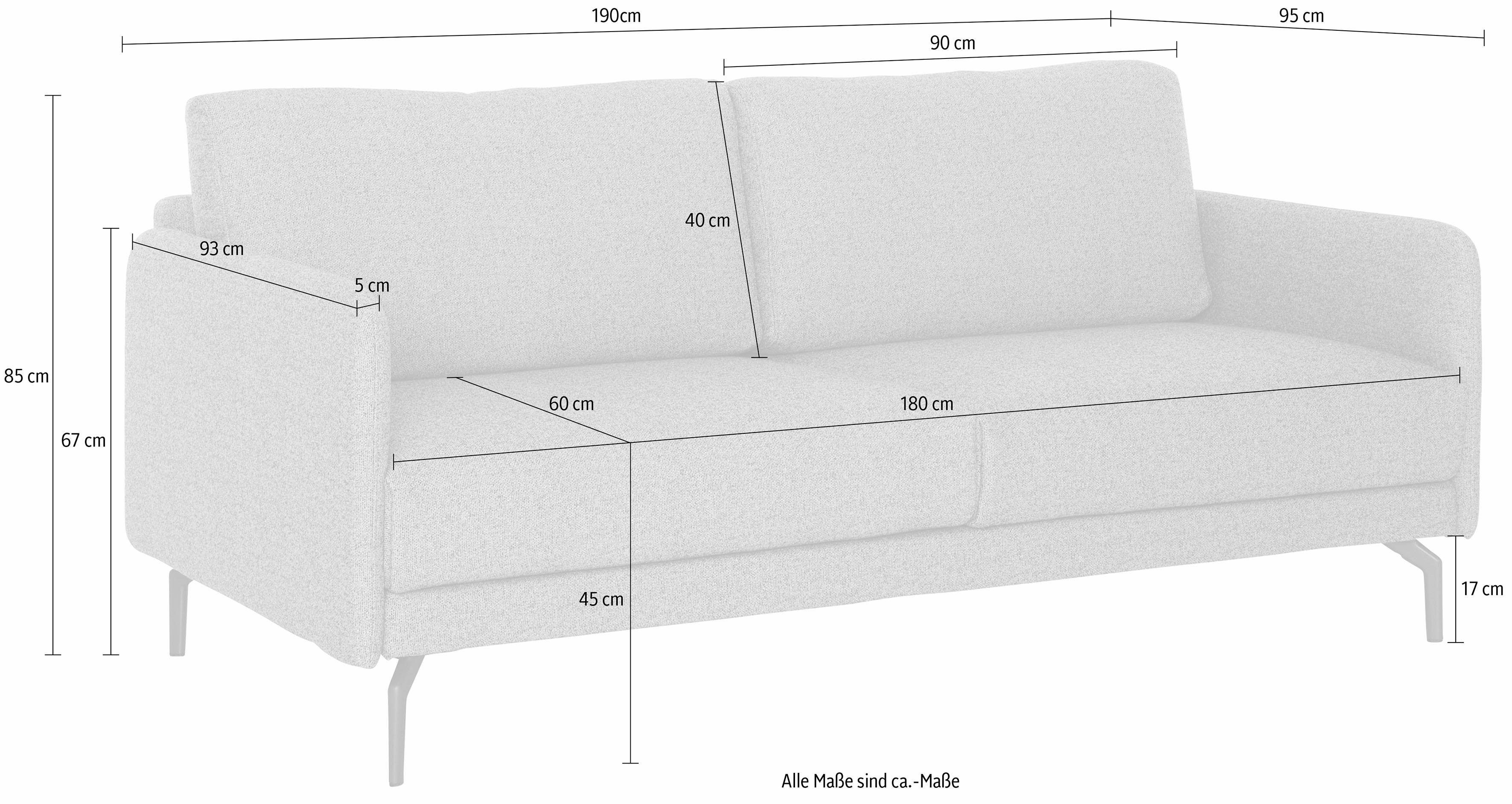 Umbragrau schmal, Armlehne Alugussfuß sehr 190 cm, Breite hs.450, hülsta 3-Sitzer sofa
