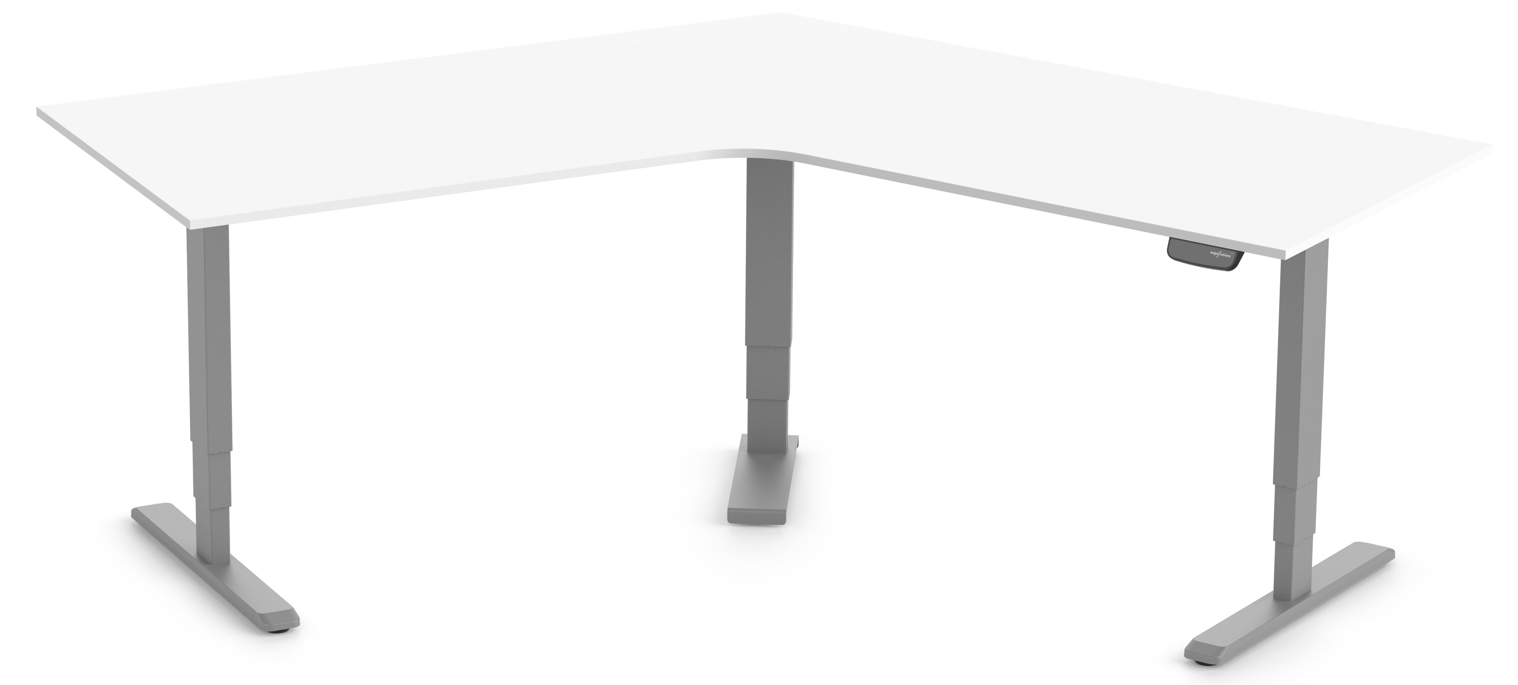Ergolutions Schreibtisch PRIMUS elektrisch höhenverstellbarer Winkelschreibtisch, 180 kg Traglast / Leise / Timer / Memory / Kollisionssensor
