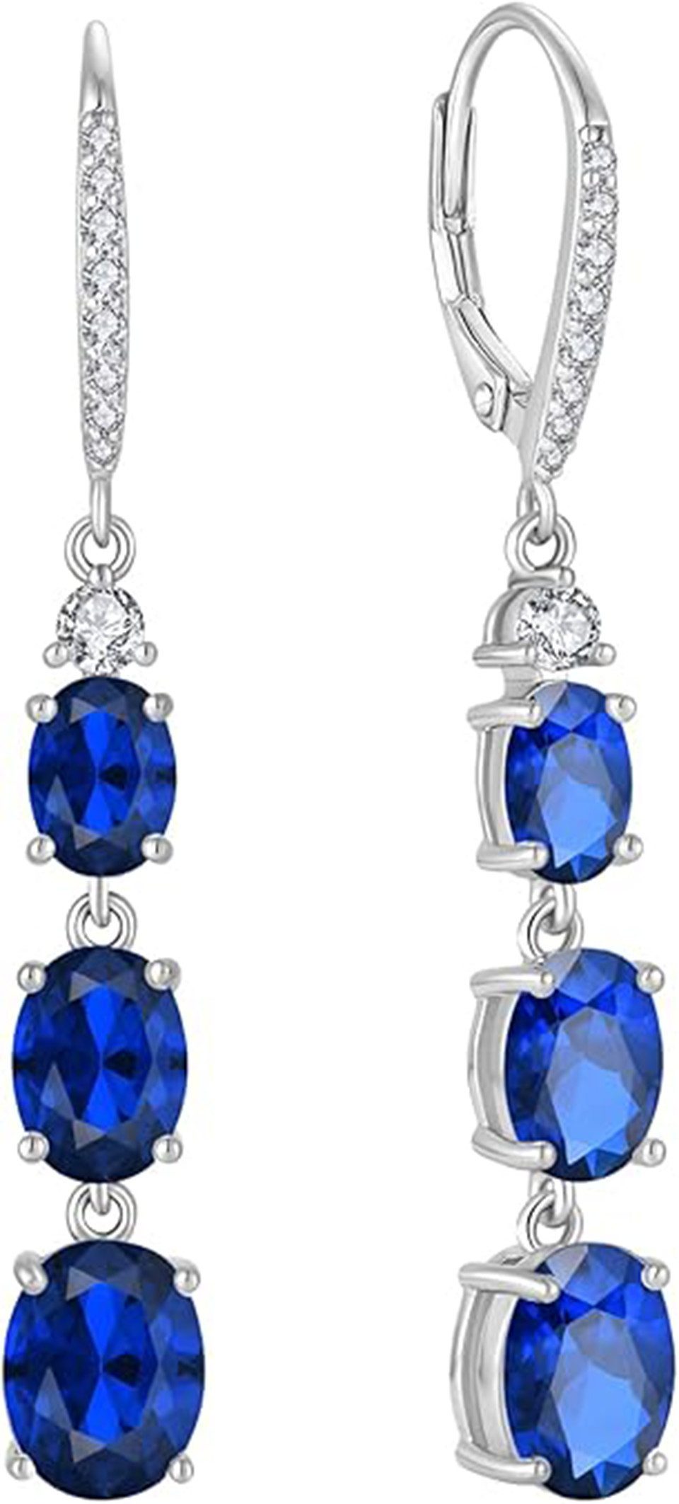 Jumpeak Paar Ohrstecker Kultivierte Rubin/Saphir-/Smaragd-Ohrstecker,Diamant-Ohrstecker, Geburtsstein-Ohrringe,Ohrstecker,Ohrringe hängend,Schwester Geschenk