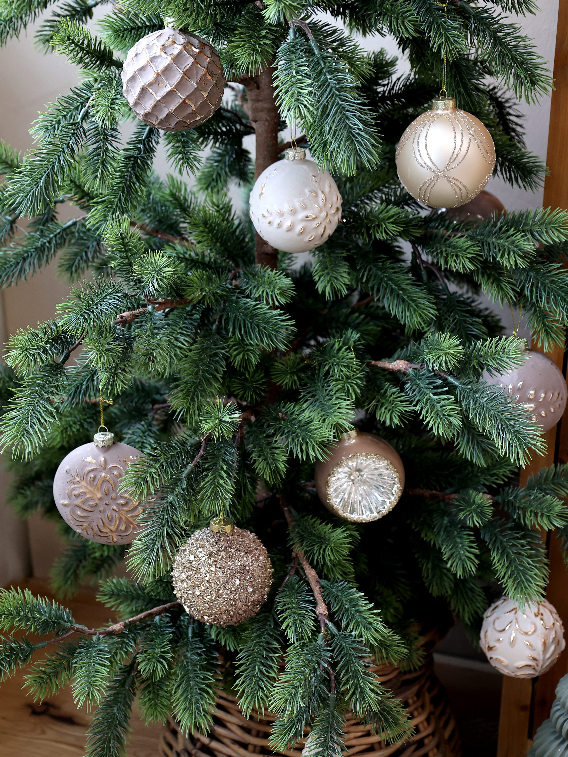 Chic Antique Weihnachtsbaumkugel Glas Weihnachtskugeln Pastell Vintage Christbaum Deko Kugeln, Christbaumkugel, Glas, Skandinavisches Design, Pastellfarben