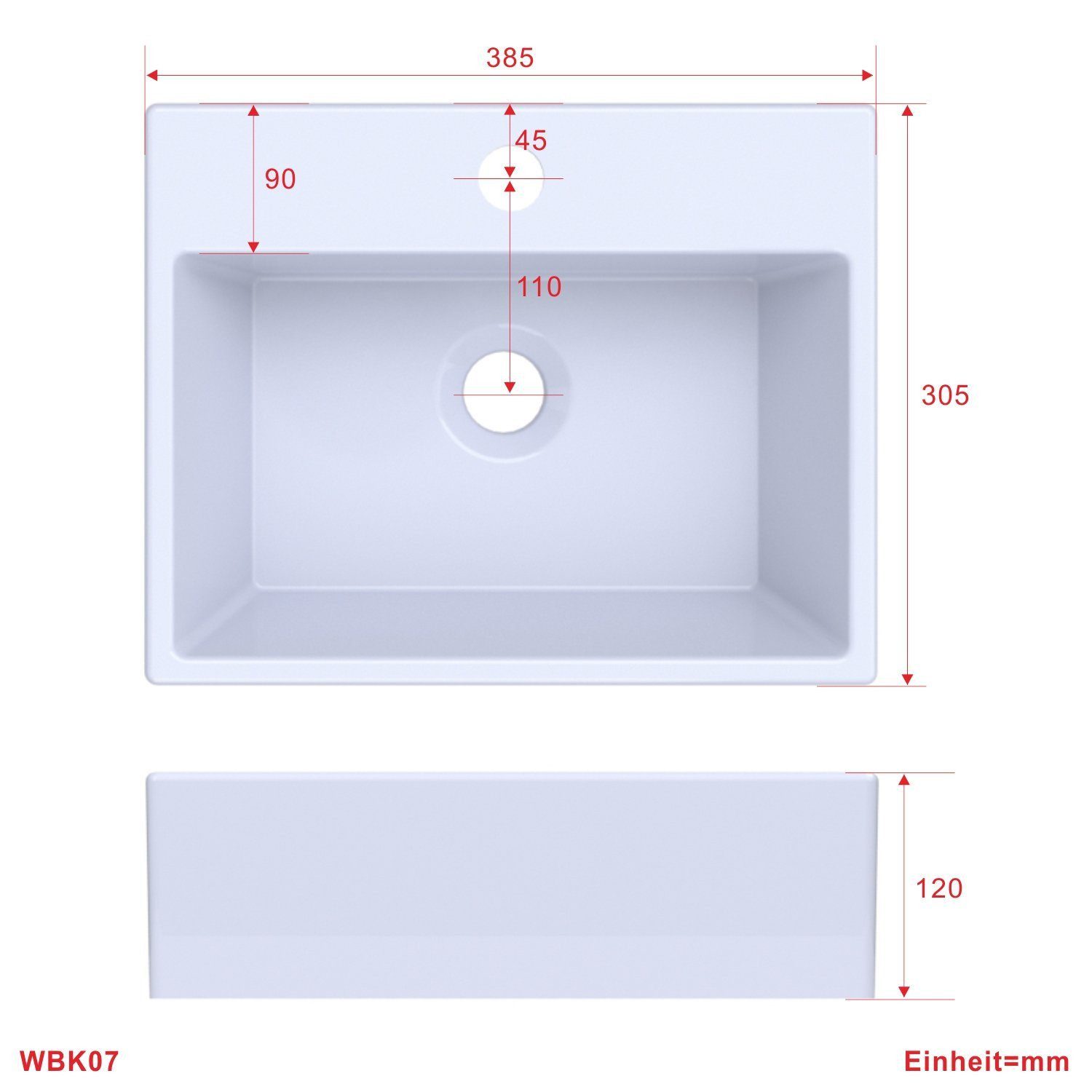 AQUALAVOS Waschbecken Waschbecken Keramik Aufsatzwaschbecken für das Badezimmer und Gäste-WC, Weiß I Modernes Design I Einfache Installation, Einfach zu säubern