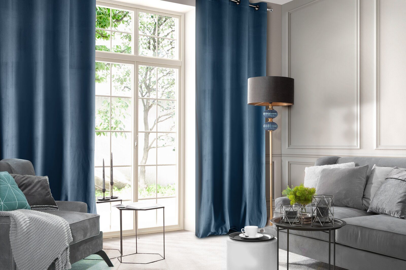 Design91 Vorhang Samtvorhänge Wohnzimmer Schlafzimmer Blickdicht günstig online kaufen