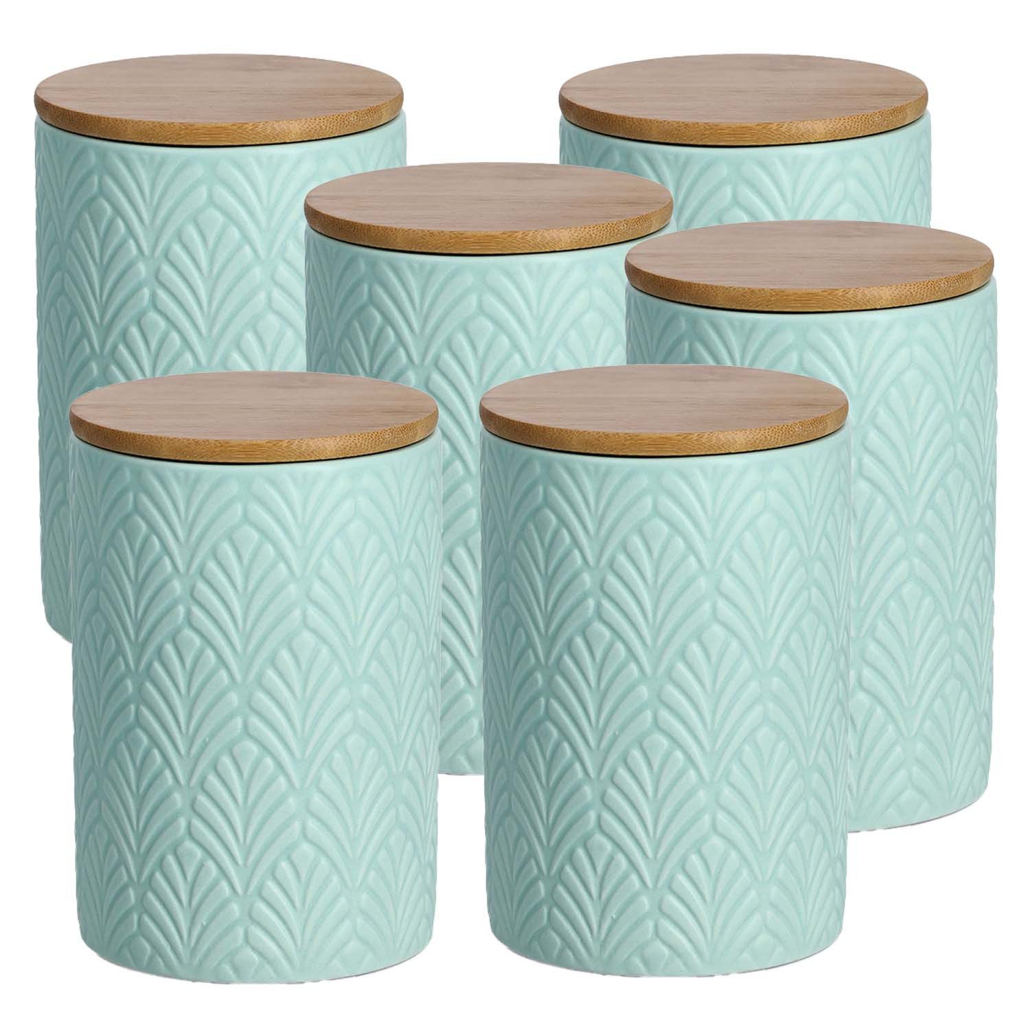Zeller Present Vorratsdose 6 Stück Vorratsdose Keramik mit Bambusdeckel, mint - 720ml, Ø 10cm, Keramik, (6-tlg)