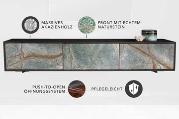 riess-ambiente TV-Board MOUNTAIN SOUL 160cm schwarz / grau / natur (Einzelartikel, 1 St), Wohnzimmer · Akazie-Massivholz · Naturstein · hängend · Design