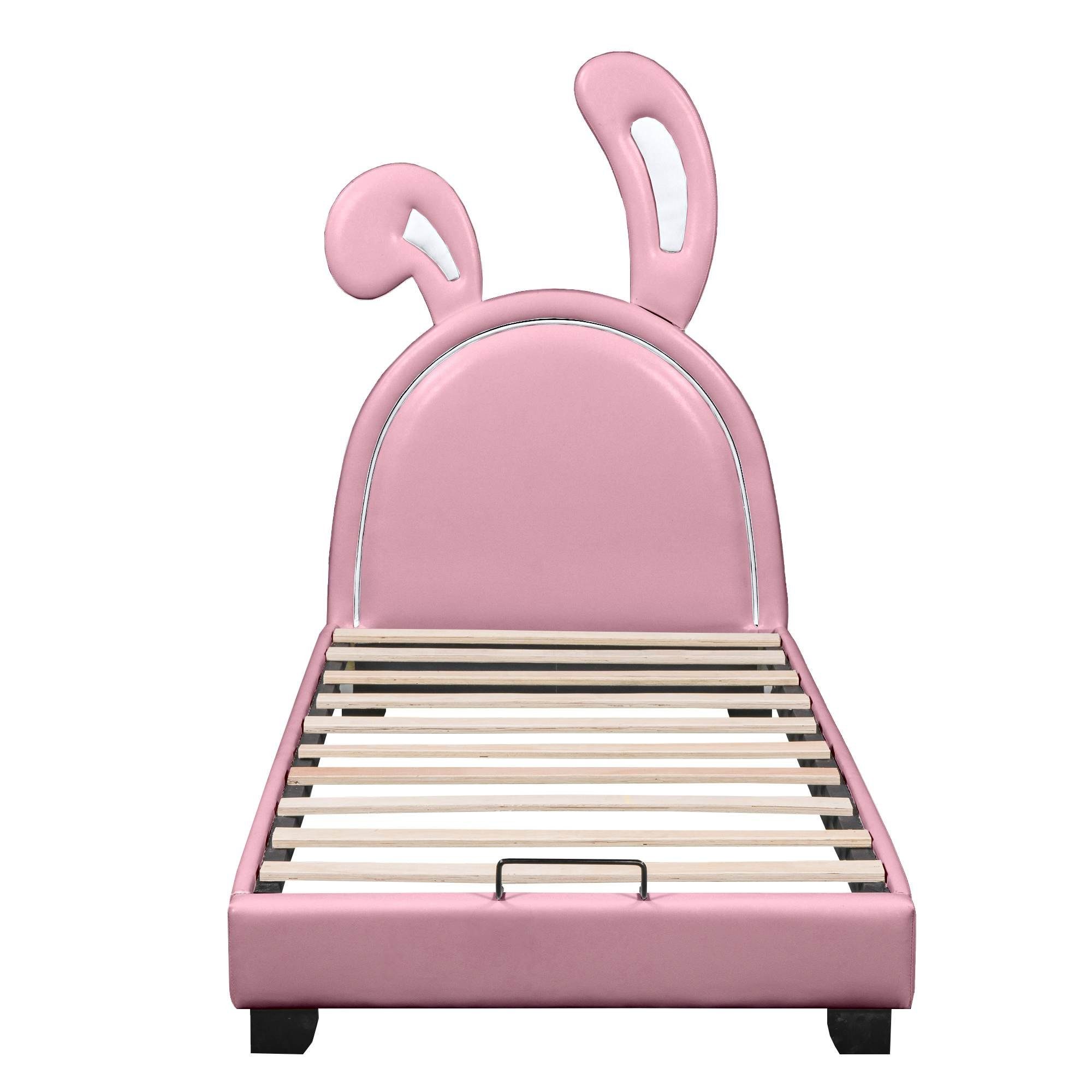 Set, Lattenrosten 90*200cm Polsterbett Bett erhöhten Kinderbett Mädchenbett Rosa ohne Hasenohrform Rosa BlingBin | Rosa (1er 1-tlg., Füßen Rückenlehne mit in mit und | Matratzen),