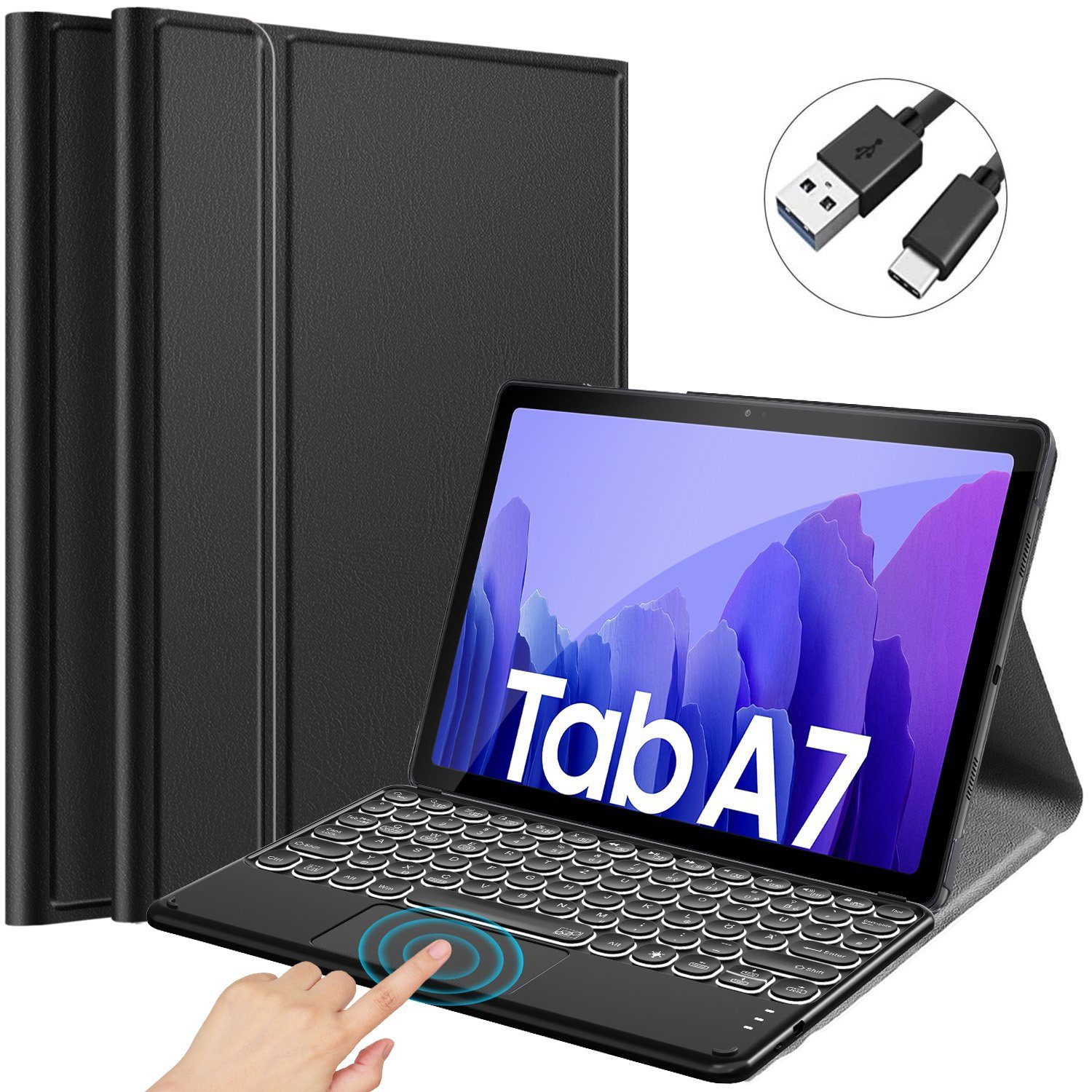 IVSO »Tablet Tastatur für Samsung Galaxy tab A7 Tablet-PC 10.4 [QWERTZ  Deutsches]« Tablet-Tastatur (Beleuchtete Bluetooth Tastatur mit Touchpad)  online kaufen | OTTO