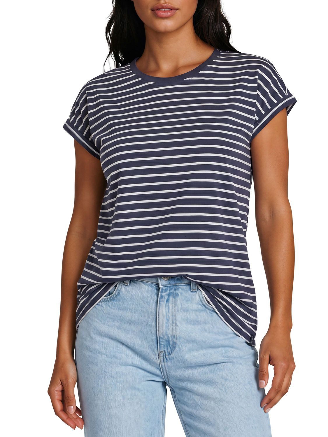 DENIMFY T-Shirt Damen Top DFSophie Regular Fit (1-tlg) kurzarm Sommershirt mit Rundhalsausschnitt