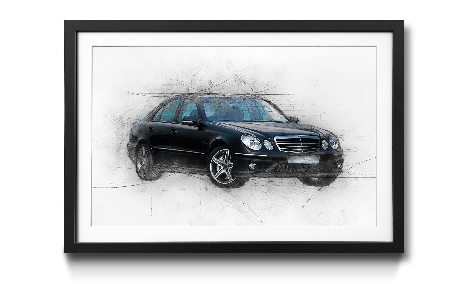 WandbilderXXL Bild mit Rahmen Black erhältlich in Größen 4 Class, Auto, Wandbild