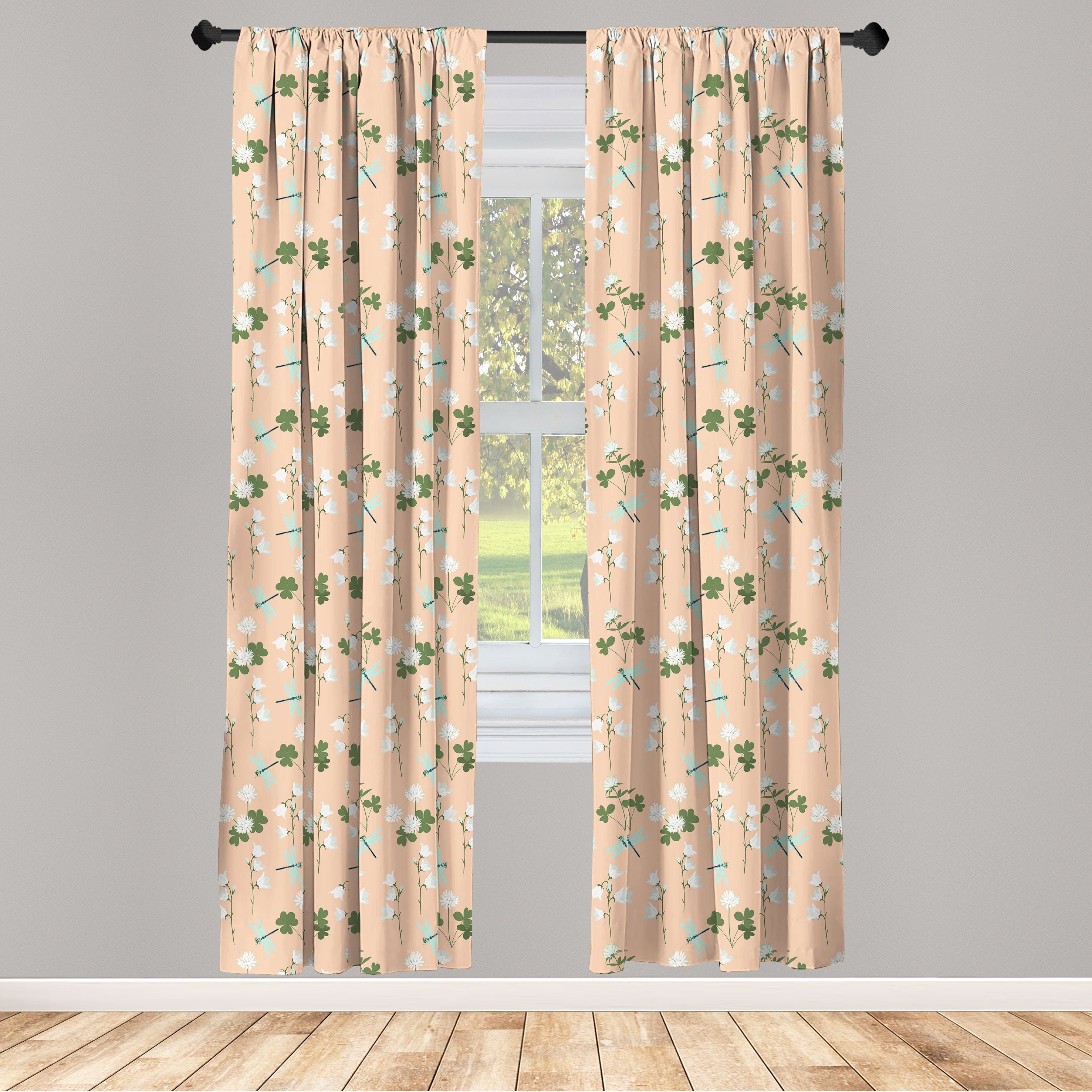 Gardine Vorhang für Wohnzimmer Schlafzimmer Dekor, Abakuhaus, Microfaser, Insekten Libelle und Campanula