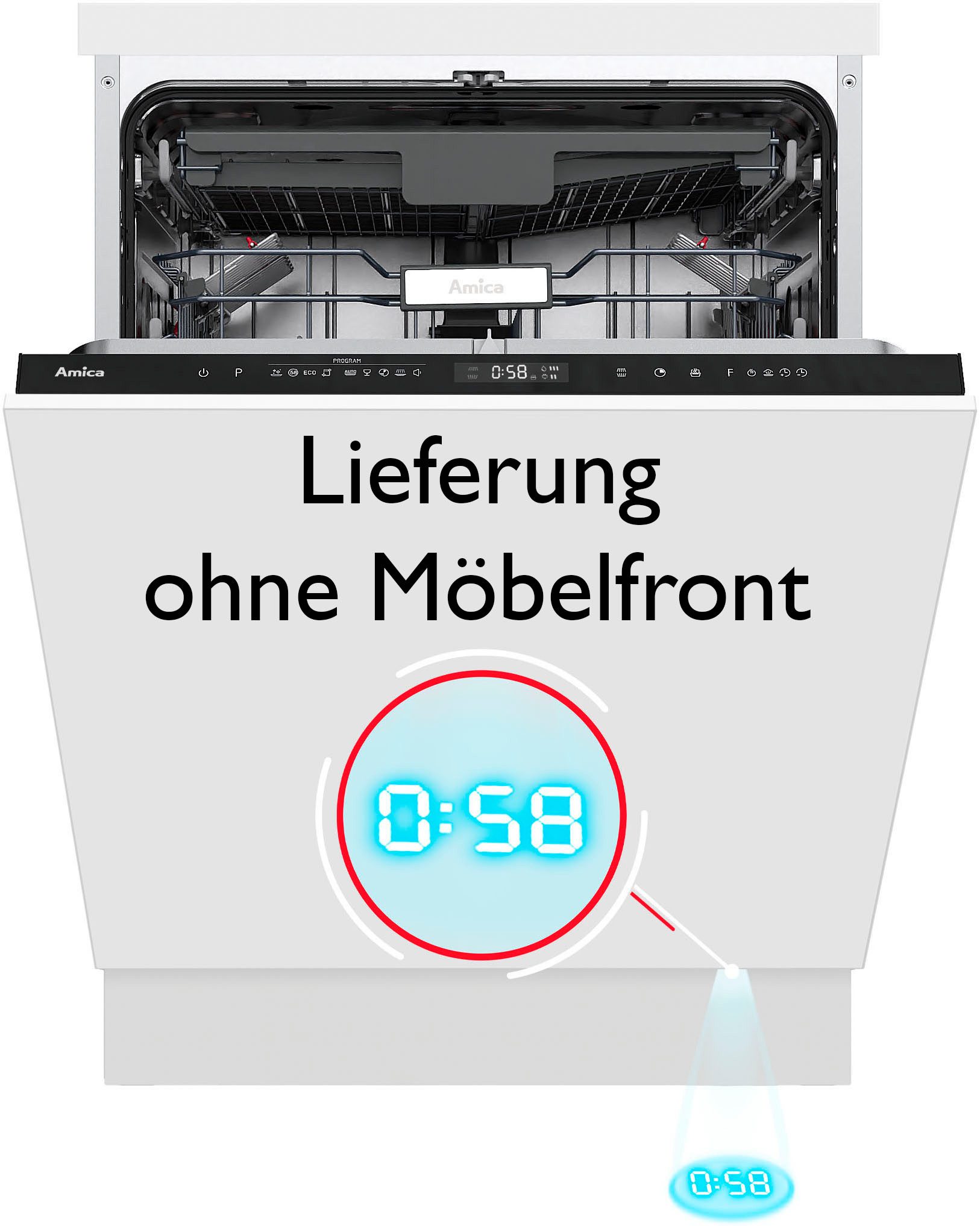 Amica vollintegrierbarer Geschirrspüler EGSPV 596 400, 9 l, 16 Maßgedecke, Sparsam, smart und flexibel – dein moderner Spülheld
