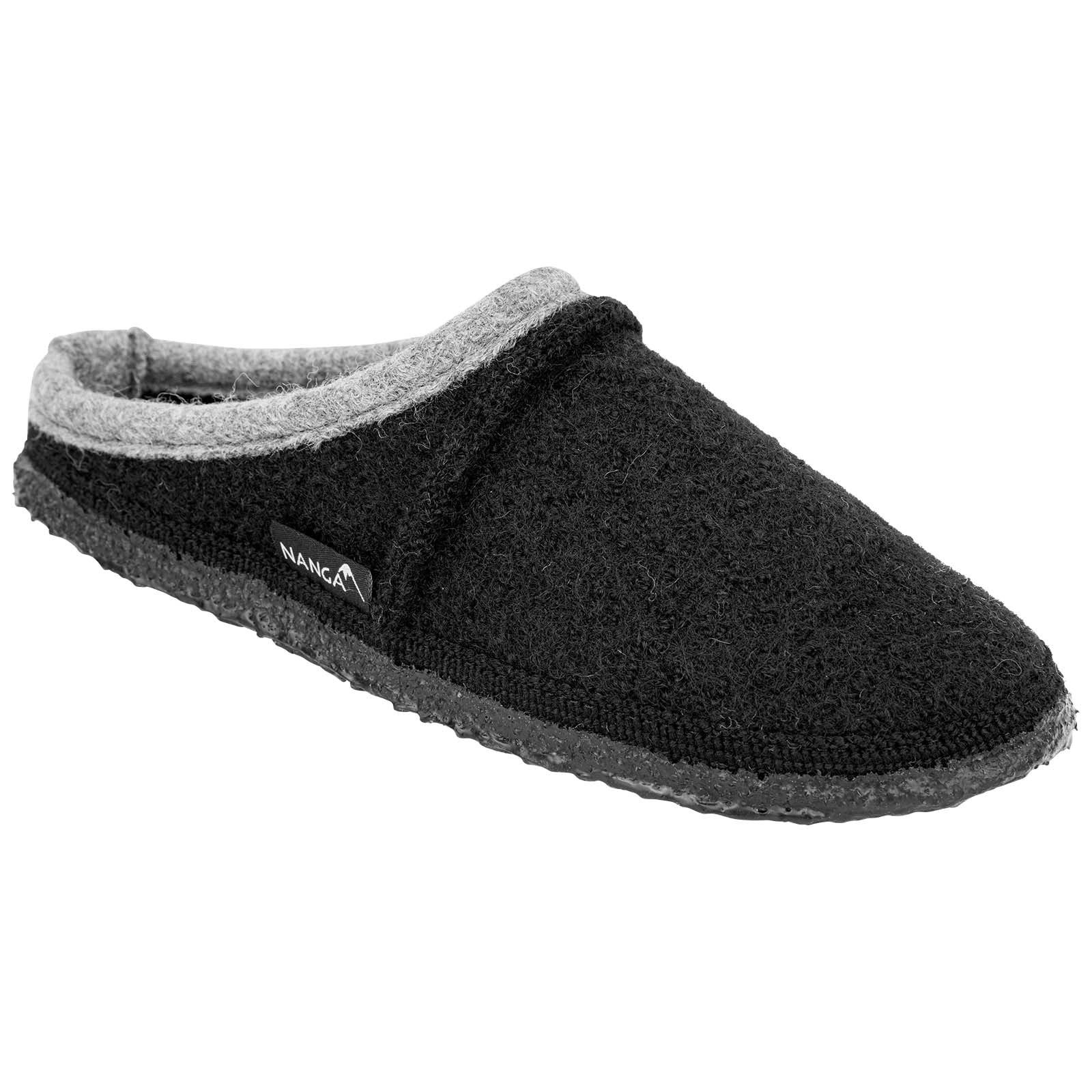 Pantoffel Gipfel - 100% Schurwolle - schwarz (Größe 36-40) Hausschuh