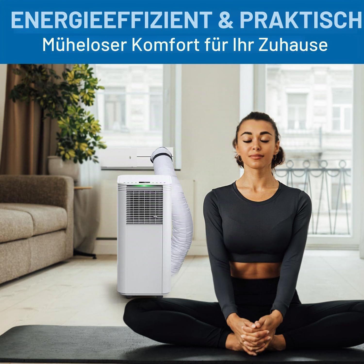 FOUORTUNATE-BEE Dampfsperrklebeband Klimaschlauch Isolierung 127/150 mm Isolierhülle für Klimaanlage Für mobiles Klimagerät Büro Schlafzimmer Wohnmobil mit 3 Gurten