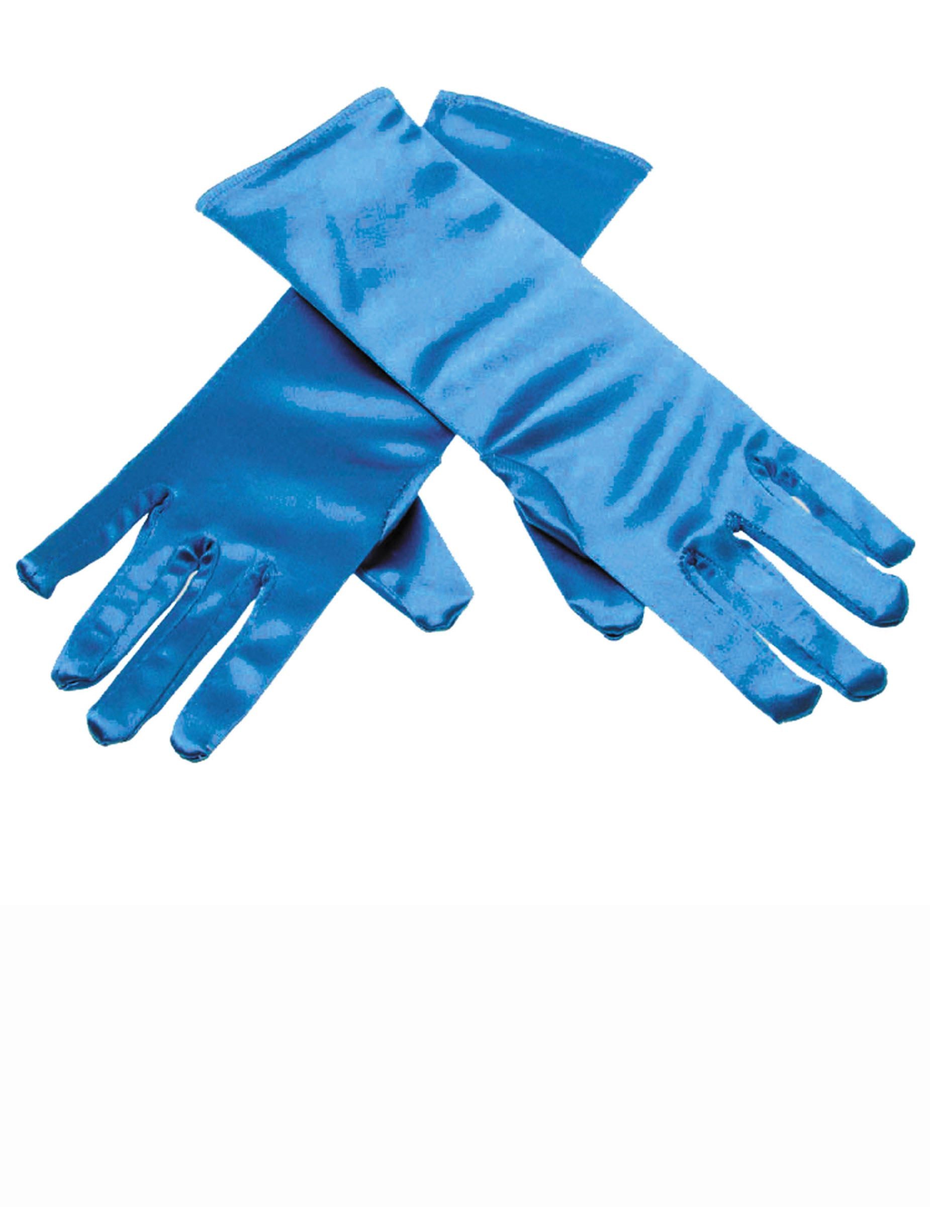 PartyPro Kostüm Glänzende Handschuhe für Kinder blau