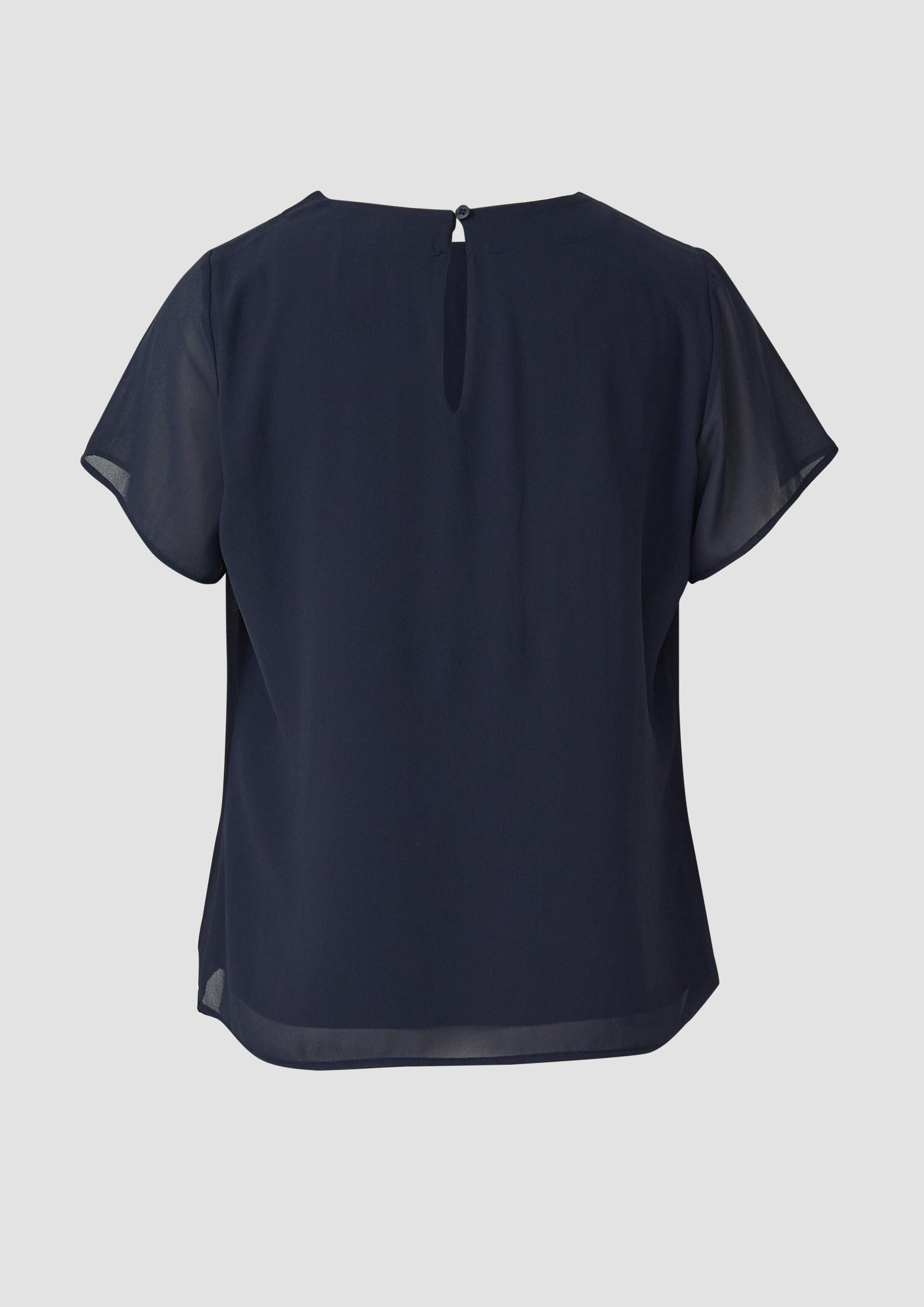 s.Oliver Kurzarmbluse Bluse Luftige Chiffon-Bluse mit gesteppter Raffung