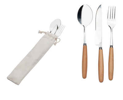 Livepac Office Besteck-Set Besteckset in einem Baumwolltäschchen / Löffel, Gabel und Messer
