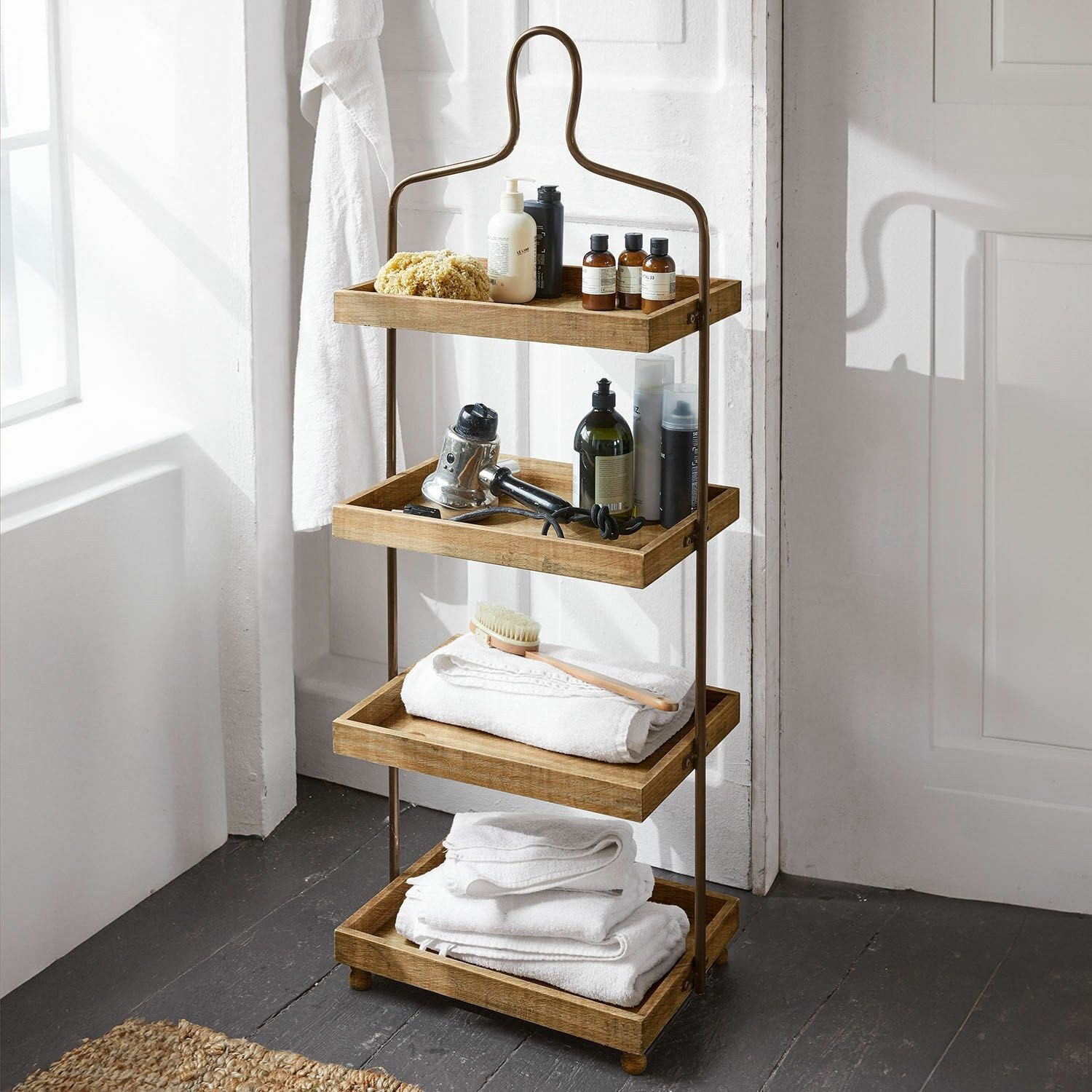 Mirabeau Etagere Etagere Lasse braun/schwarz, Mangoholz (mangifera indica), Gestell: Eisen