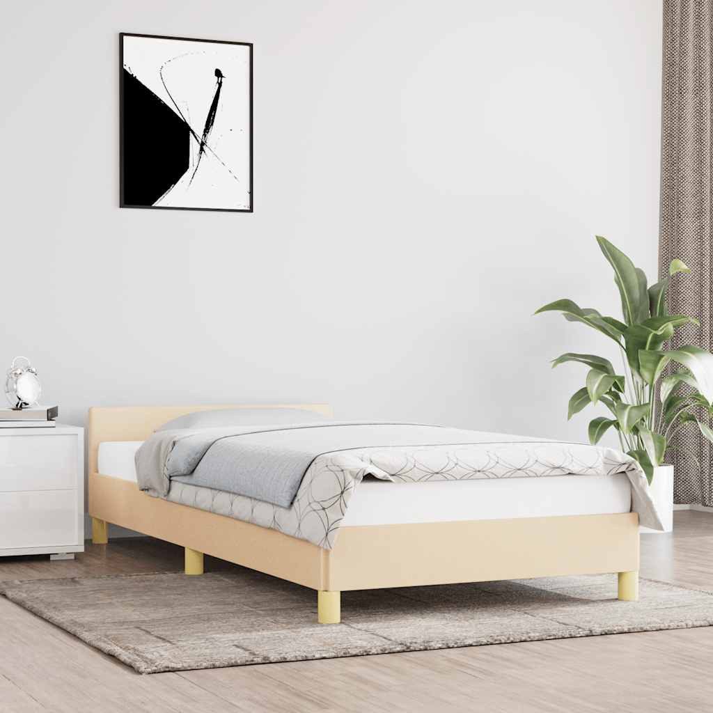 furnicato Bettgestell mit Kopfteil ohne Matratze Creme 80x200 cm Stoff (1-tlg)