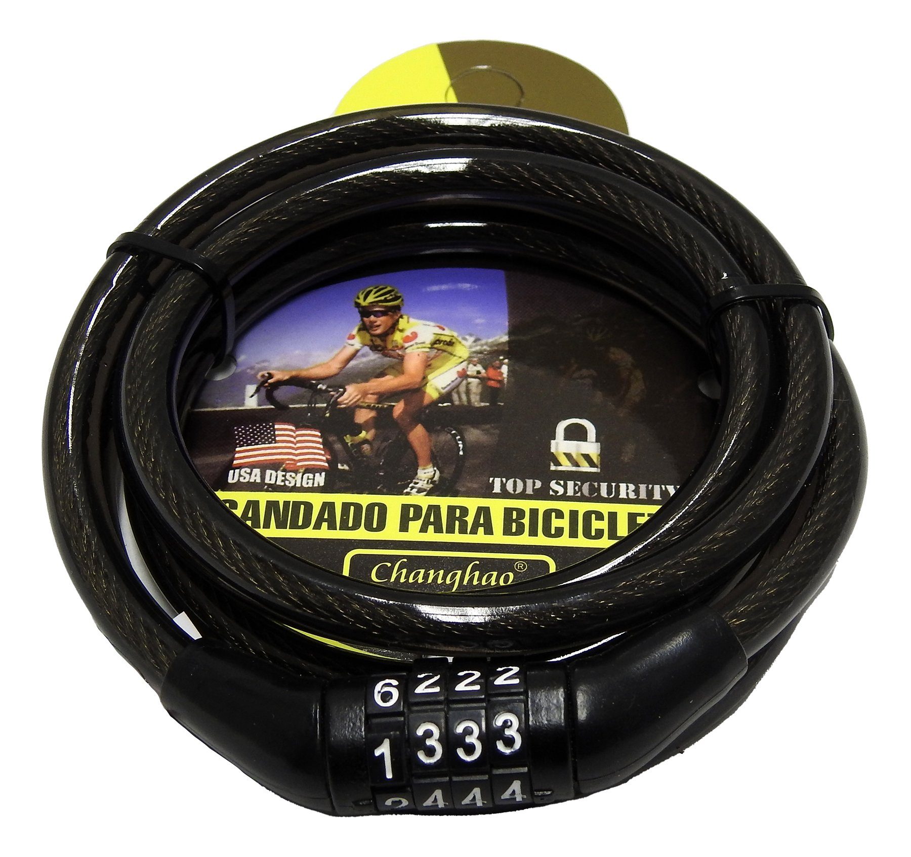 cofi1453 Kabelschloss Fahrradschloss CH-202,550mm/12mm Mit 4-Stellig Zahlencode