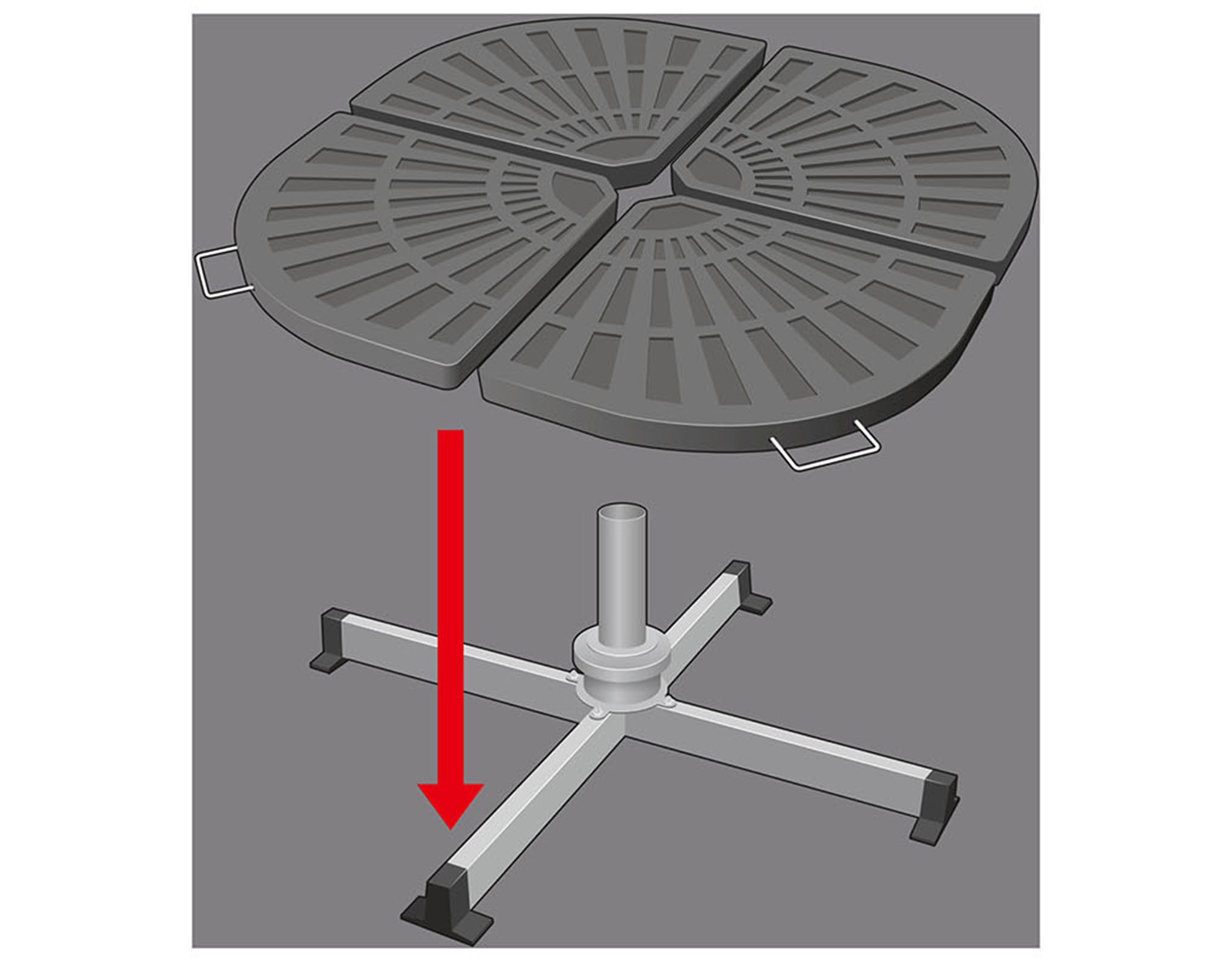 Florabest Schirmhalter Beschwerungsplatten für Ampelschirme Schirmgewichte Platten 2er Set