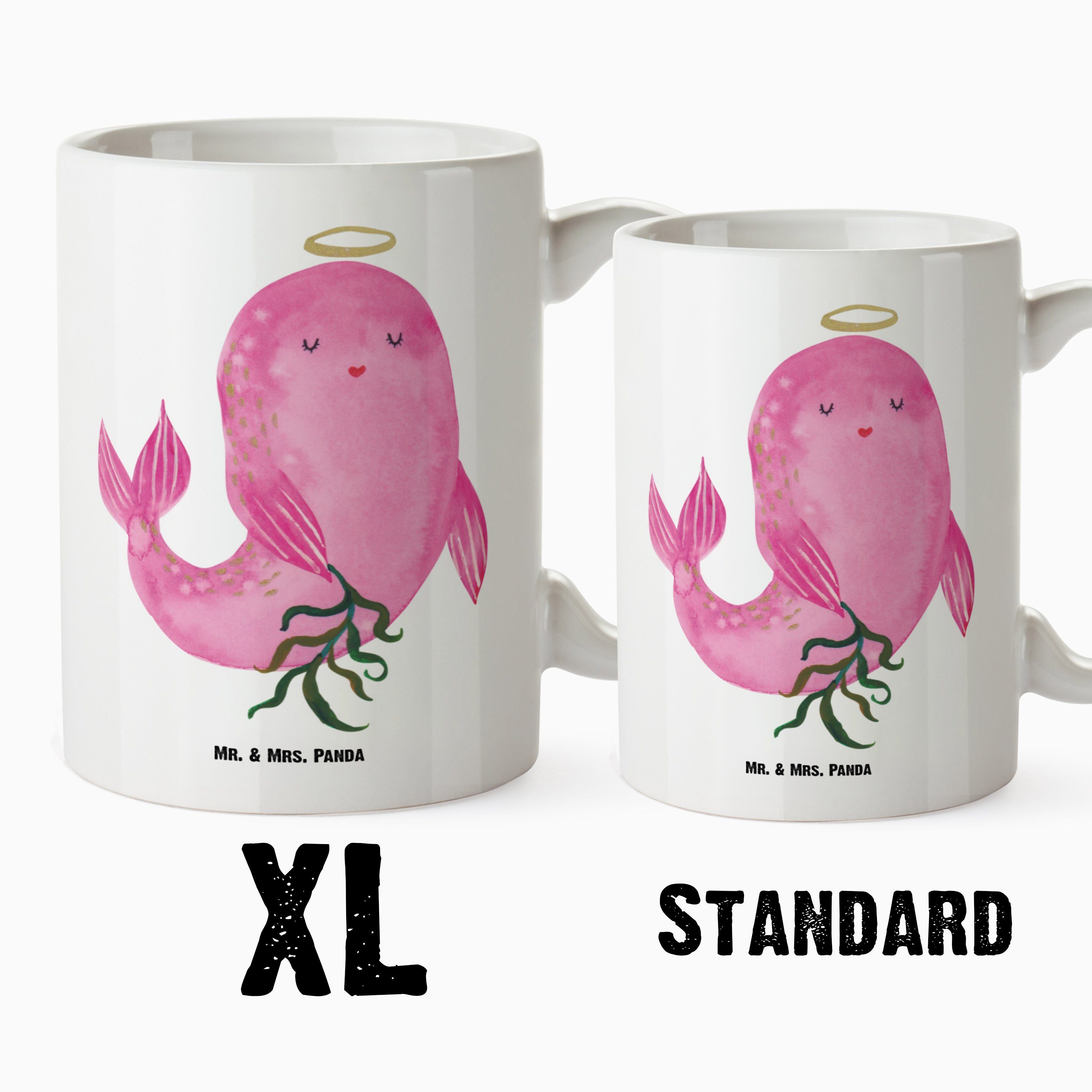 Meerjungfrau, Mr. Mrs. Panda Tasse Tasse XL Geschenk, Teetasse, Sternzeichen - Weiß Keramik T, Jungfrau XL & -