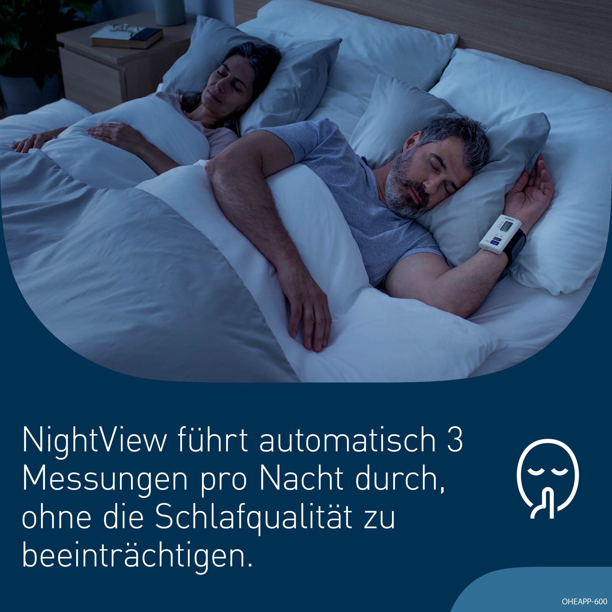 Omron Handgelenk-Blutdruckmessgerät NightView, geräuschlose Blutdruckmessungen am Tag und in der Nacht, klinisch validiert, geräuschlos und komfortabel, mit kos – Bild 5 von 5