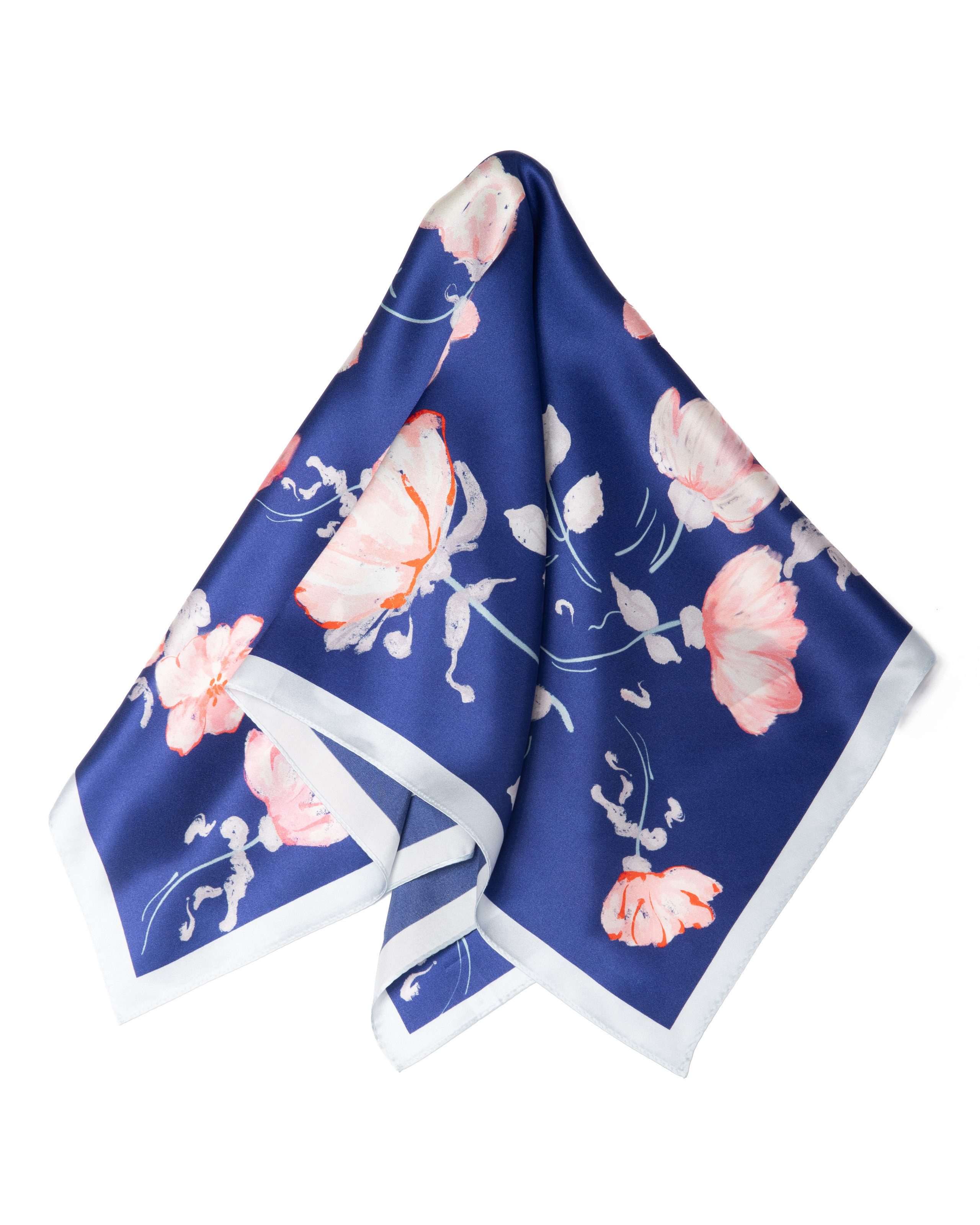 Seidentuch Seidentuch Premium quadratisch 64x64cm, Mohnblüte rosa