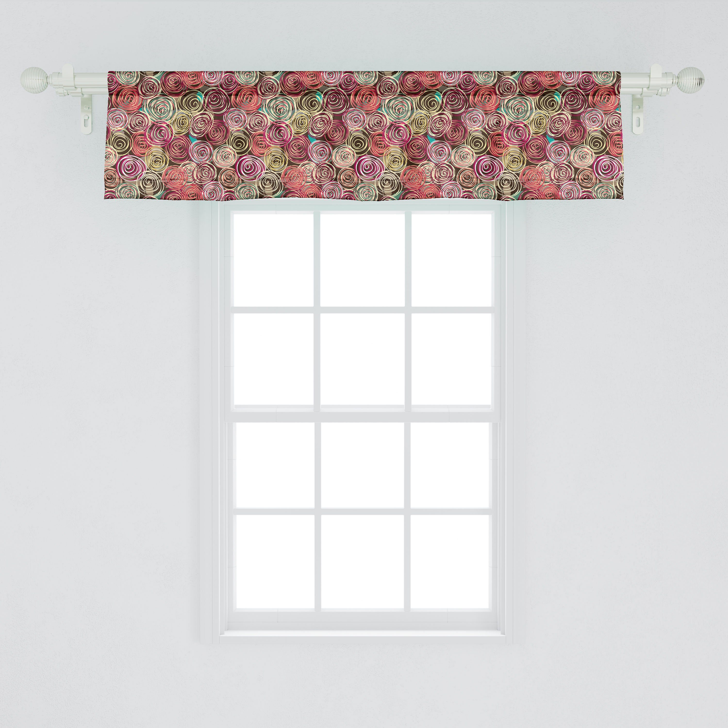 Küche Scheibengardine Microfaser, für Schlafzimmer Stangentasche, Volant Abakuhaus, mit Rosen-Blumen-Surreal Dekor Vorhang Abstrakt