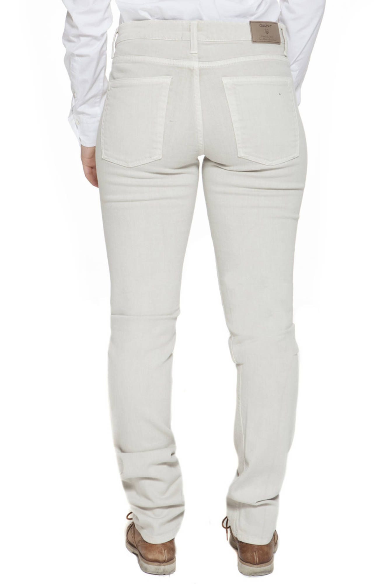 Gant 5-Pocket-Hose Damenhose Beige mit 5 Taschen und Logo – Elegantes Design für Stilb