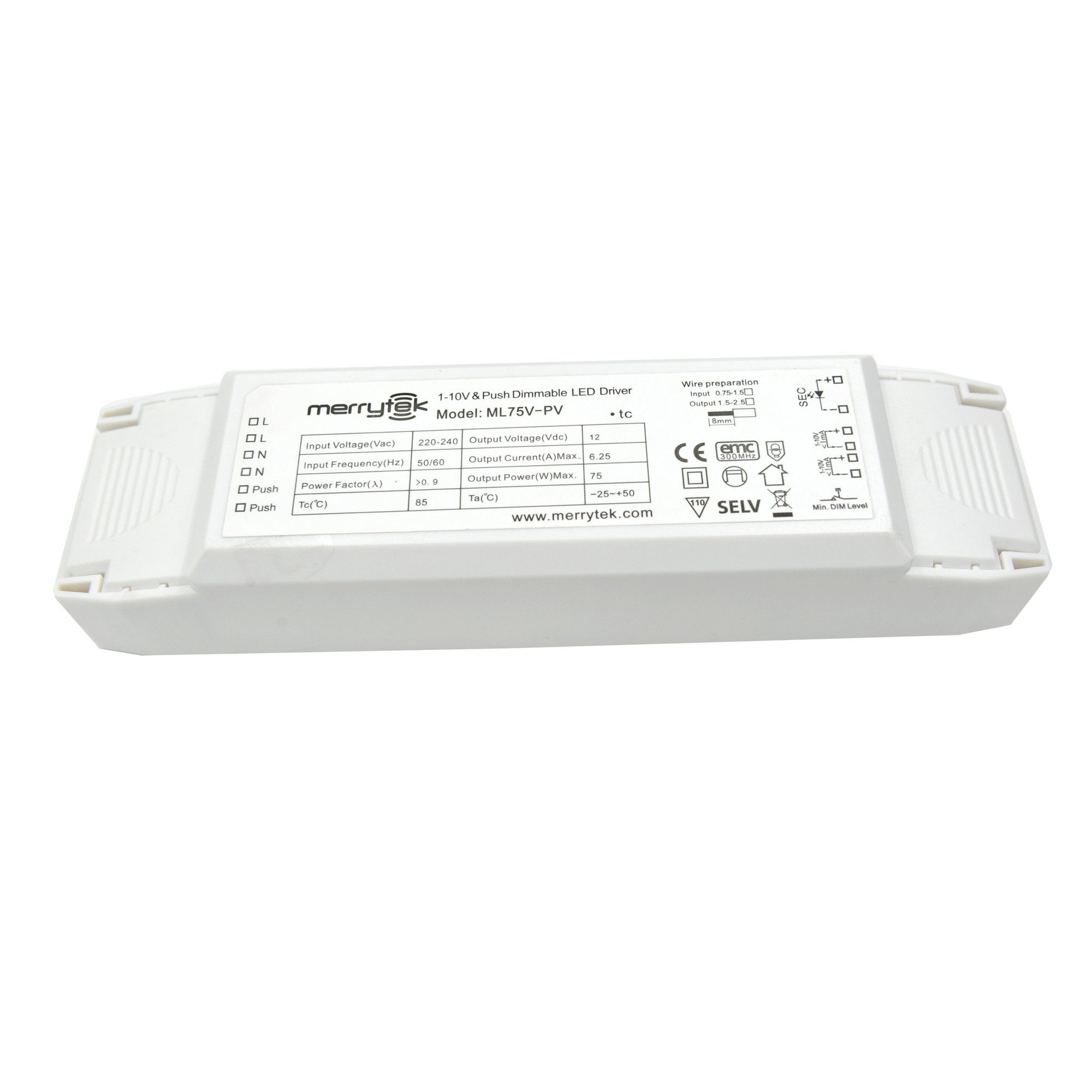 ML75V-PV 75W 1-10V push DIM dimmbar LED-Treiber Netzteil für LED Lampe LED Trafo