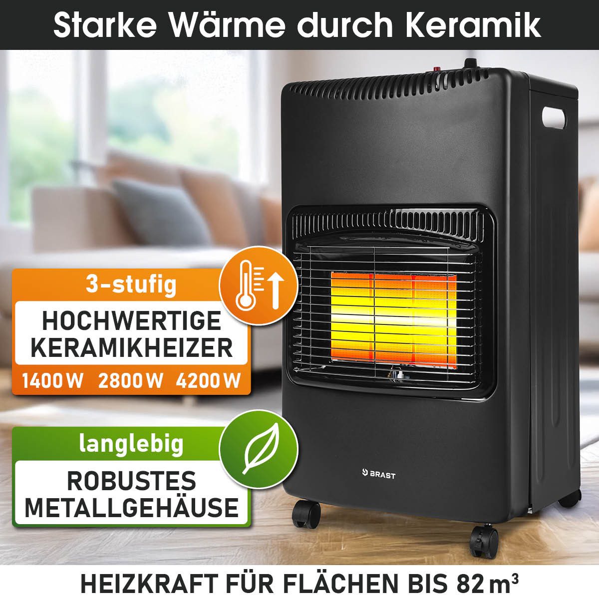 BRAST Heizstrahler Gasheizer Keramik Vulkan, 3 Heizstufen, Gasheizung Heizg günstig online kaufen