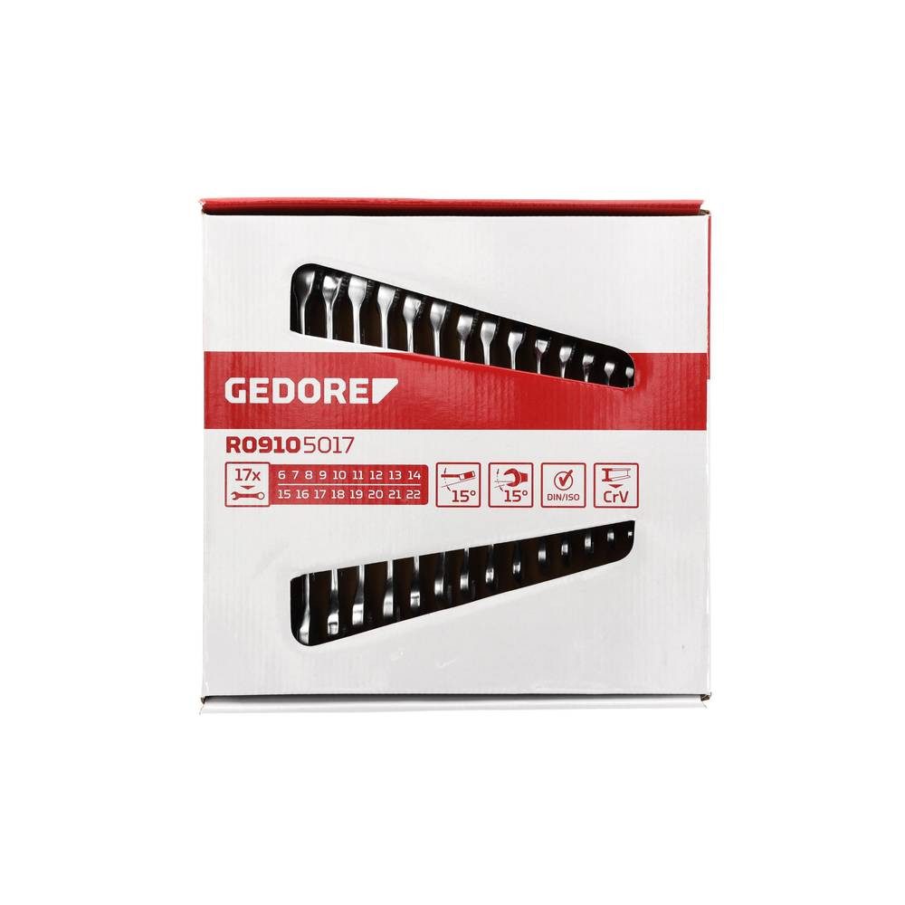 Gedore Red Ringschlüssel Ringmaulschlüssel-Satz SW 6 - 22 mm, 17-teilig 3300994