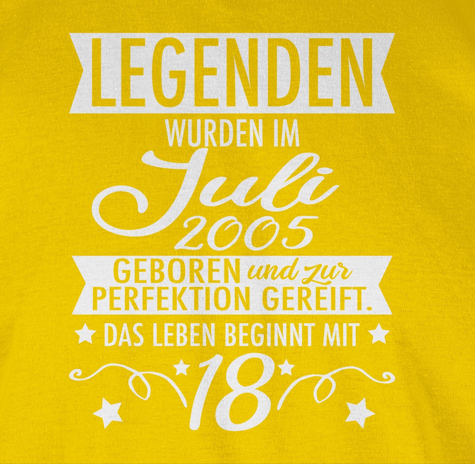 weiß 3 2005 Juli Achtzehnter Geburtstag 18. Gelb Legenden T-Shirt Shirtracer