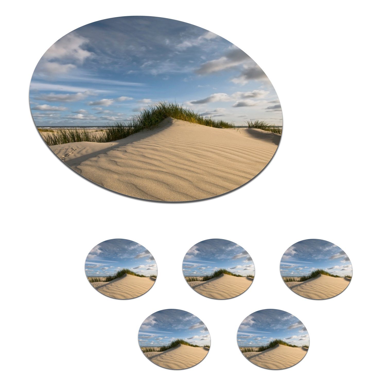 MuchoWow Glasuntersetzer Strand - Sand - Niederlande, Zubehör für Gläser, 6-tlg., Getränkeuntersetzer, Tassenuntersetzer, Korkuntersetzer, Tasse, Becher