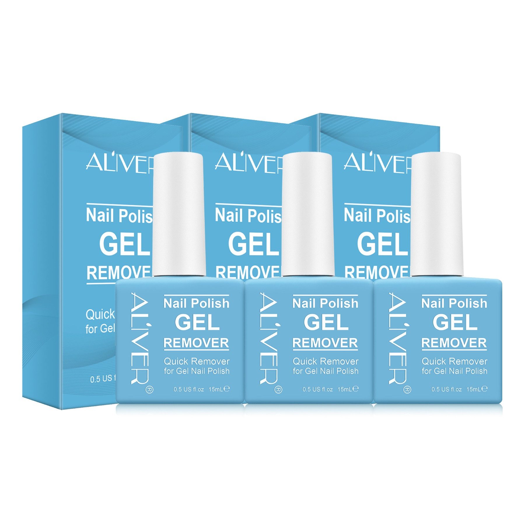 ALIVER Nagellackentferner Remover Gellack Entferner Gel Nail Polish Aliver, 3-tlg.