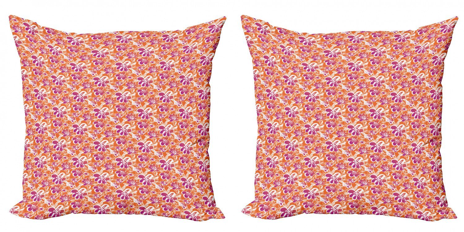 gezeichnete (2 Modern Blumen Accent Digitaldruck, Abakuhaus Doppelseitiger Blumen Stück), Hand Kissenbezüge