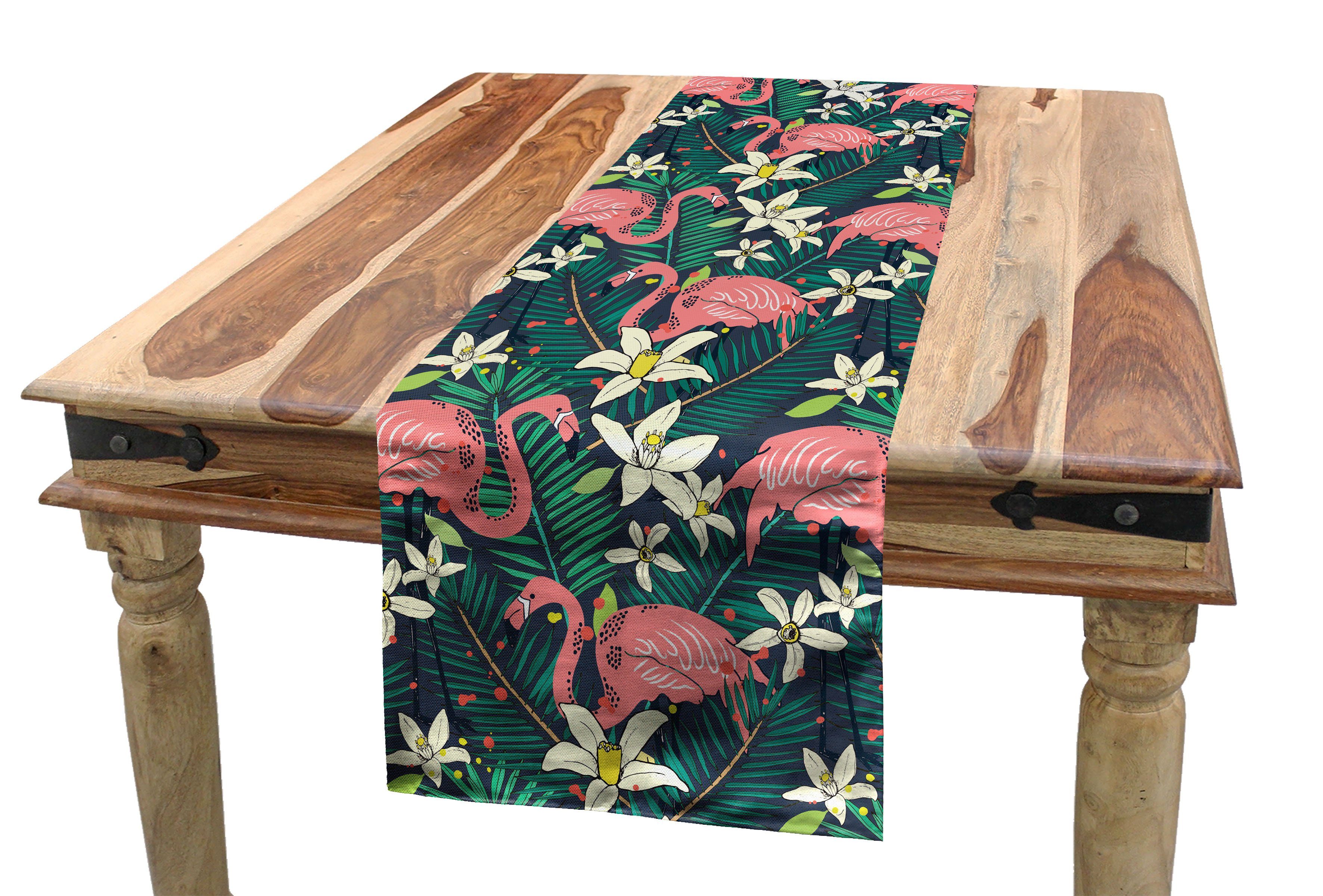 Abakuhaus Tischläufer Esszimmer Küche Tischläufer, Flamingo Wilde Natur, Dekorativer Tropic Rechteckiger