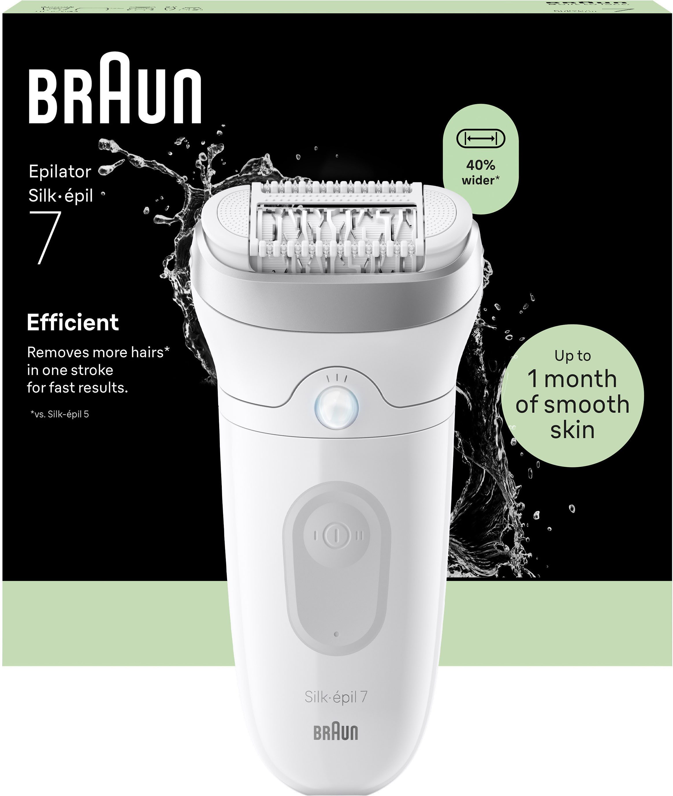 Braun Epilierer Silk-épil 7 SE7-011, Wet & Dry, breiter Kopf, langanhaltend glatte Haut