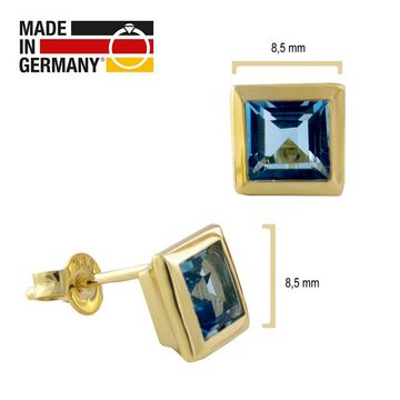 Acalee Paar Ohrstecker Gold 333 / 8K mit Topas Swiss Blau