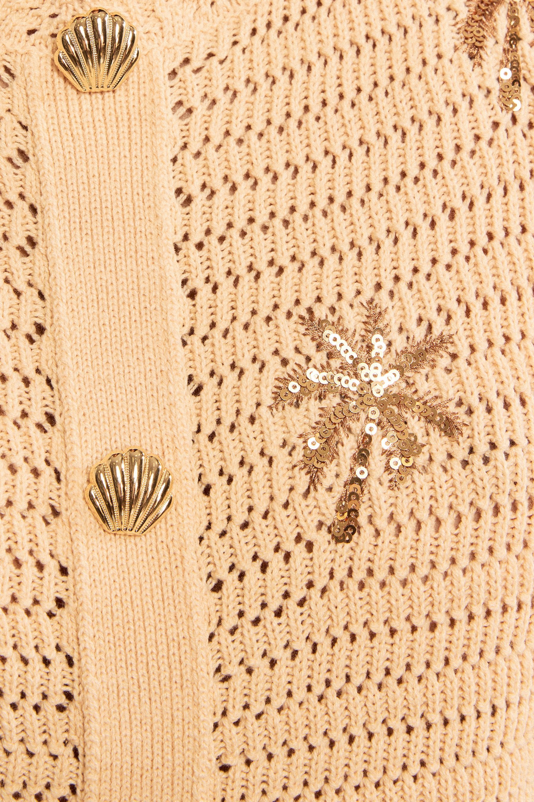 Love & Roses Stricktop Love & Roses Strick-Trägertop mit Häkelei, Palme (1-tlg)