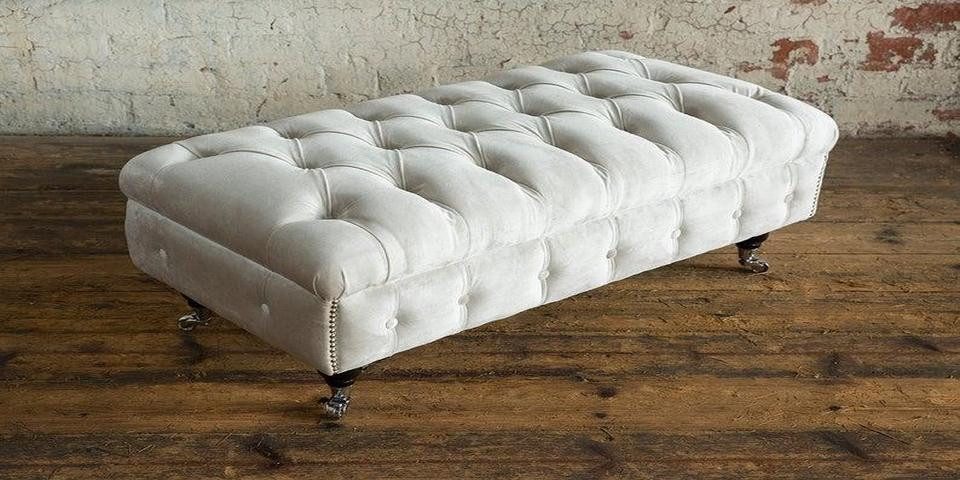 JVmoebel Bettbank Chesterfield Fußhocker aus hochwertigem Material im klassischen Design (Hocker), Made in Europa