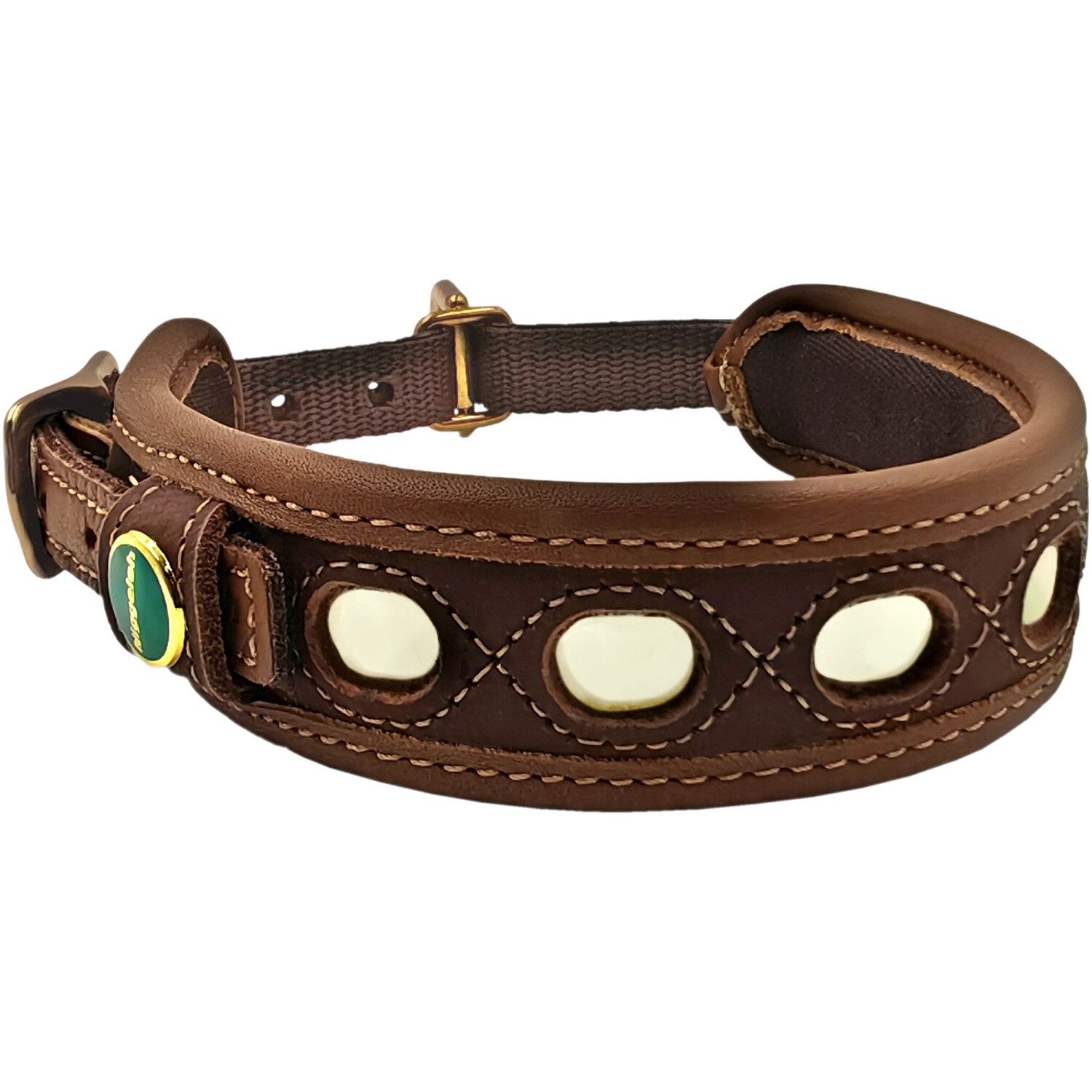 Niggeloh Hunde-Halsband Lederhalsung Lichtblick