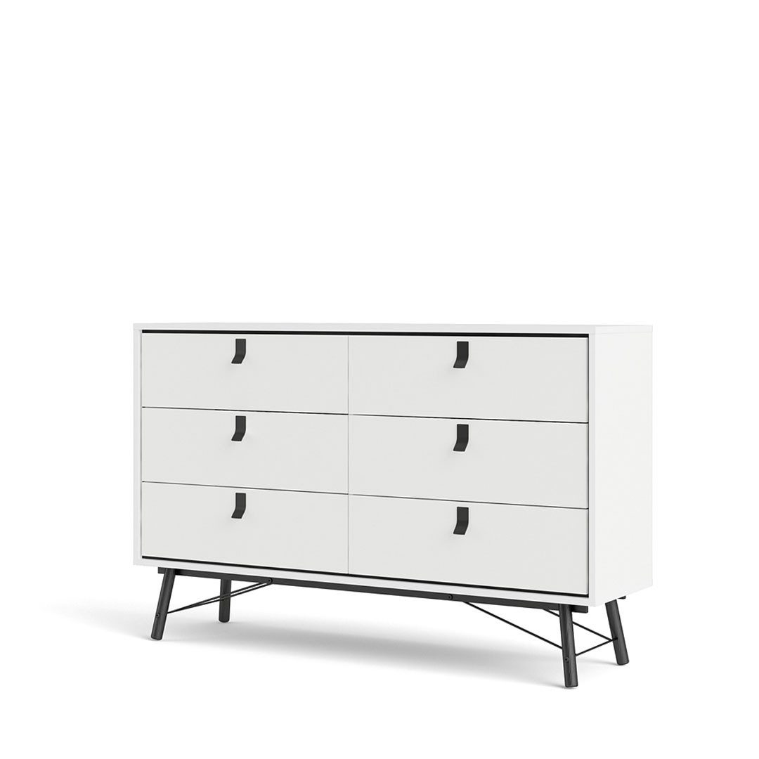 ebuy24 Kommode Rye Kommode breit 6 Schubladen mattweiss.