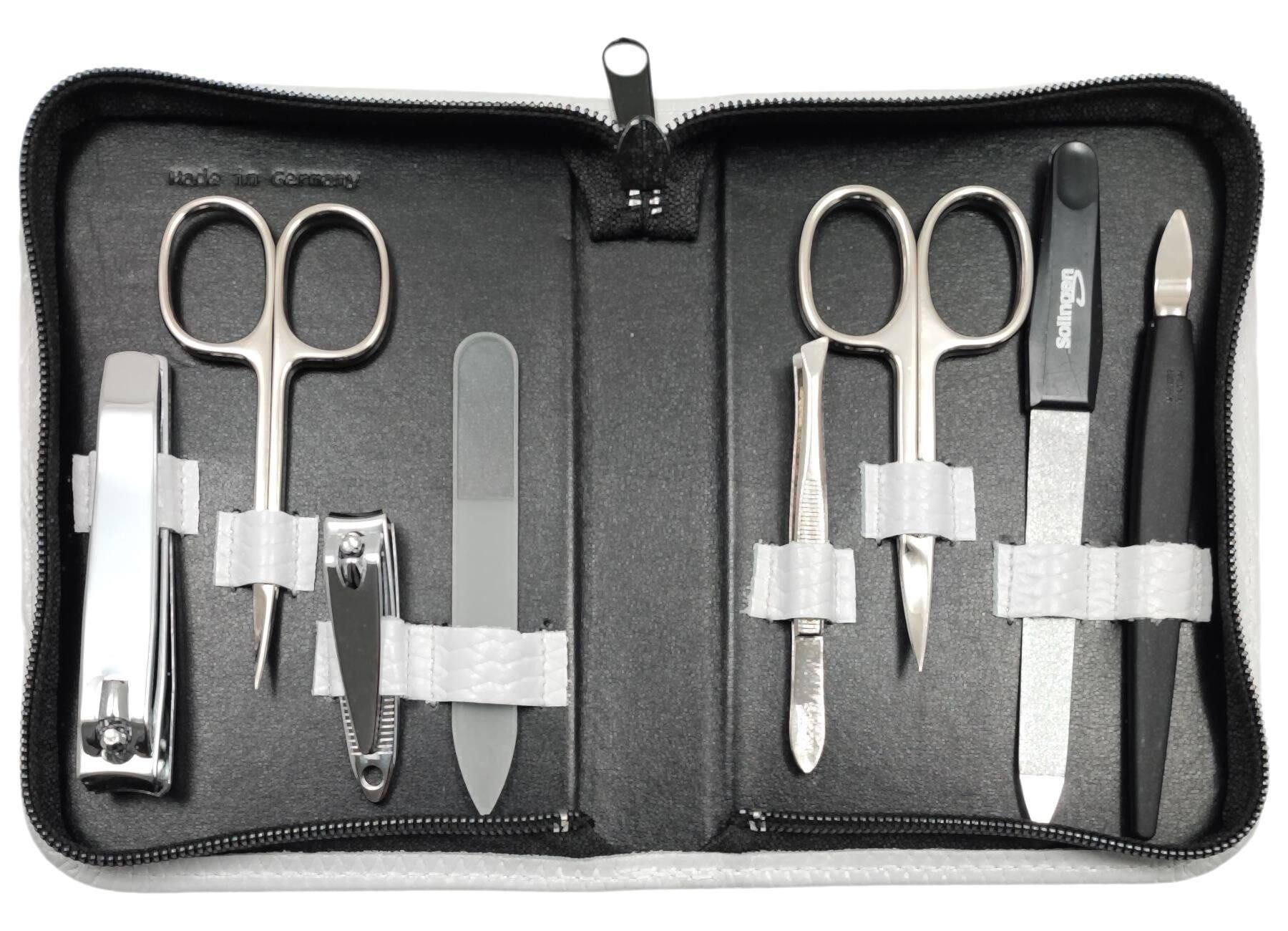 EloModa Maniküre-Kosmetik-Etui 8-teiliges Maniküre-Set Echtleder Etui · Solingen Instrumente · Made, 8 tlg., Made in Germany